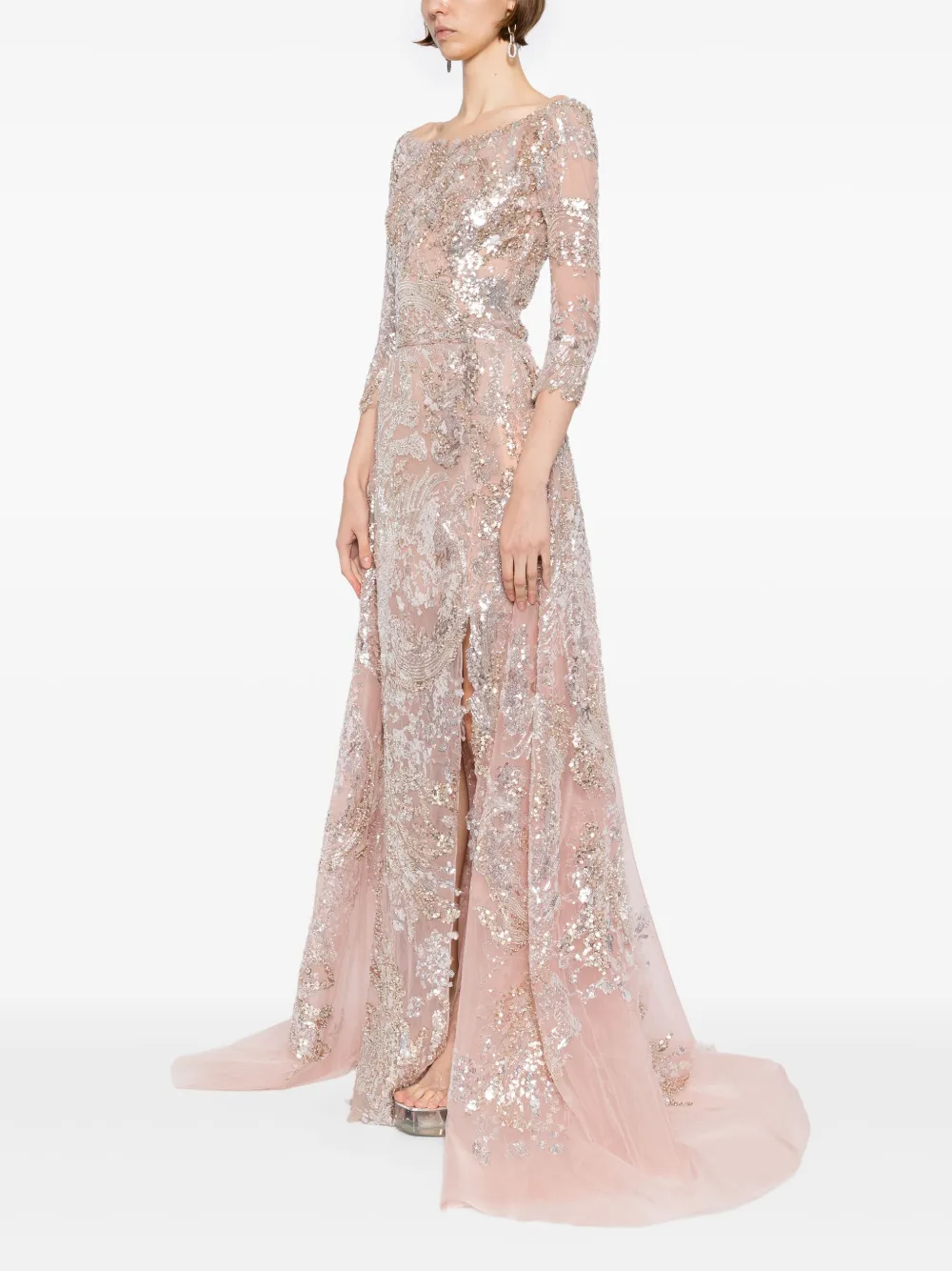 Saiid Kobeisy embroidered maxi dress Roze
