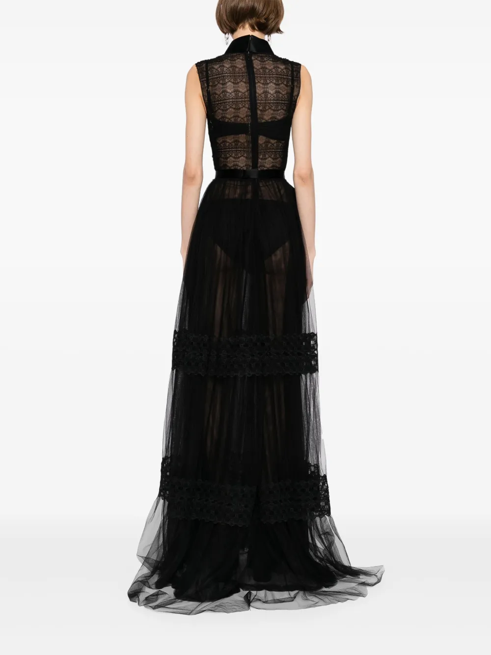 Saiid Kobeisy lace sleeveless dress Zwart