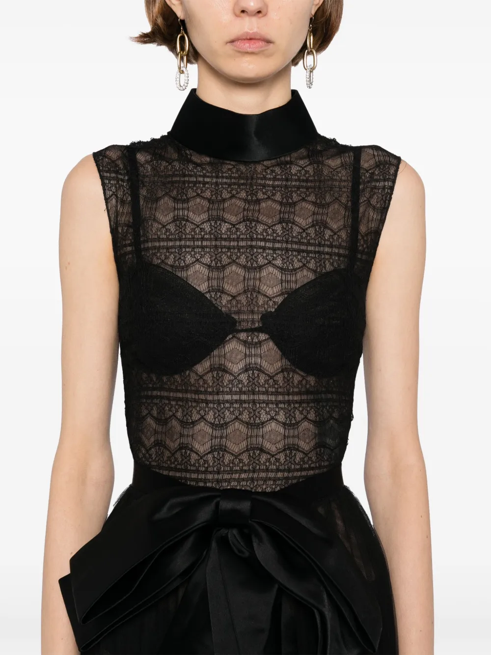 Saiid Kobeisy lace sleeveless dress Zwart