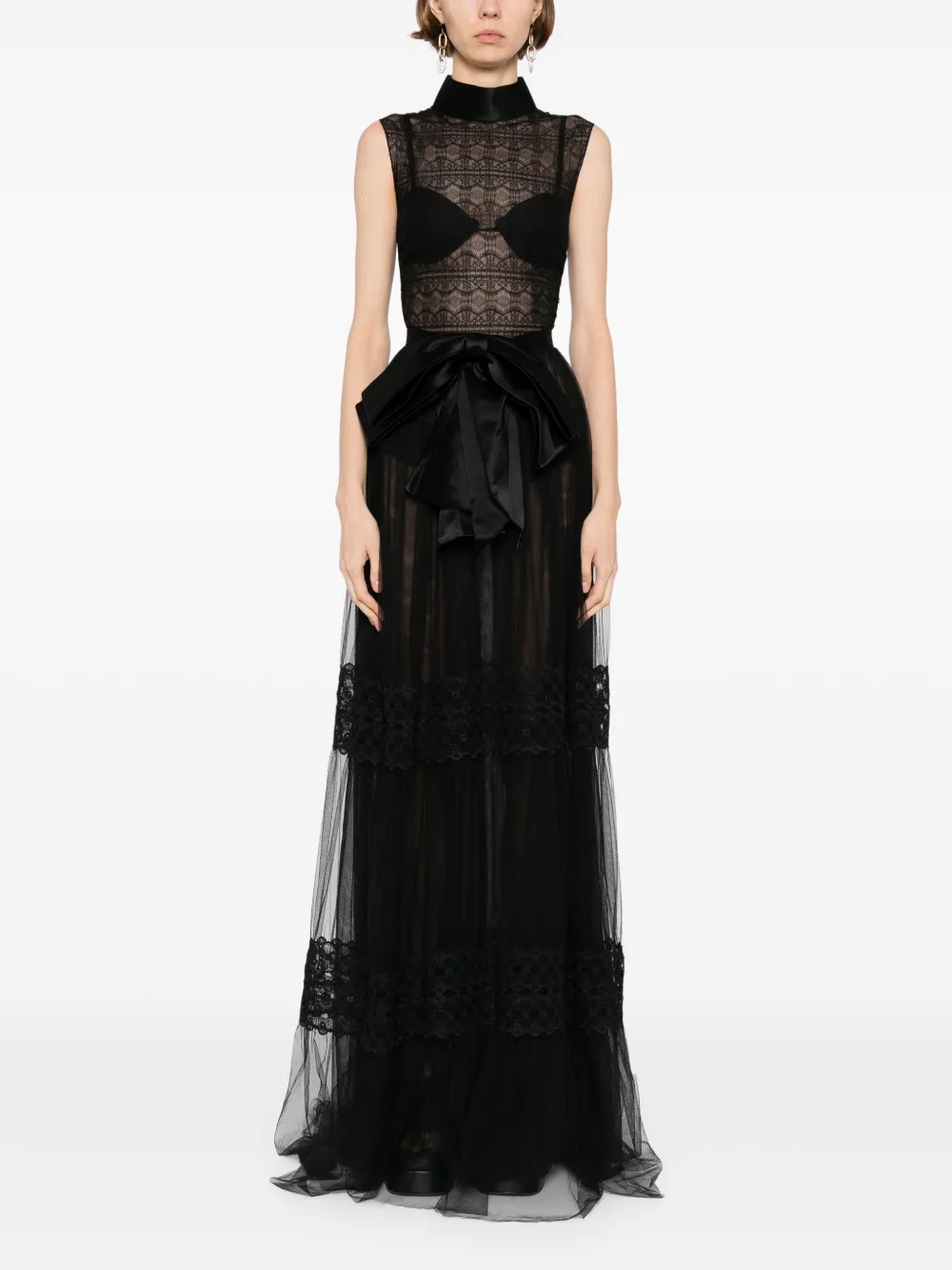 Saiid Kobeisy lace sleeveless dress Zwart