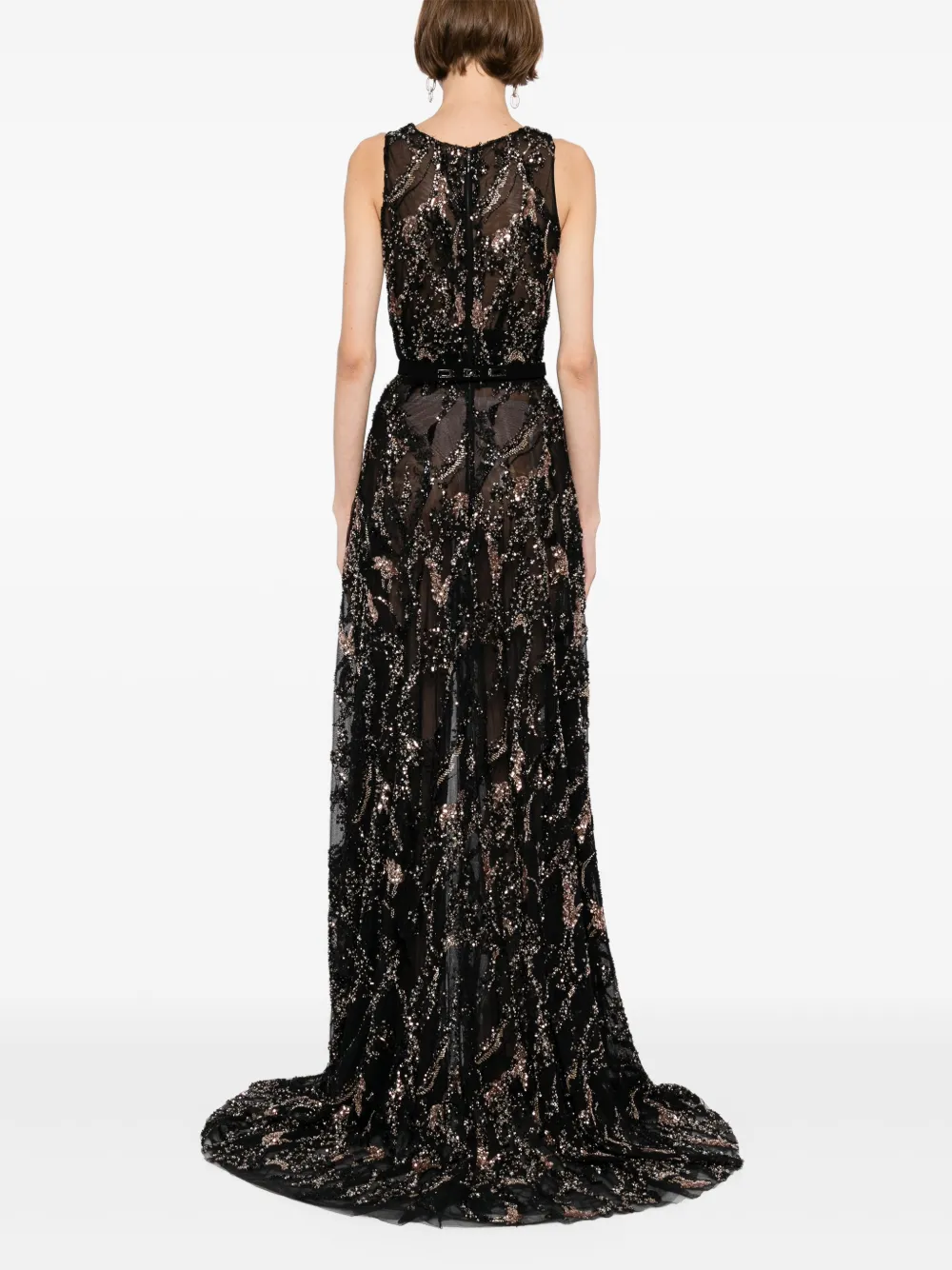 Saiid Kobeisy embroidered maxi dress Zwart