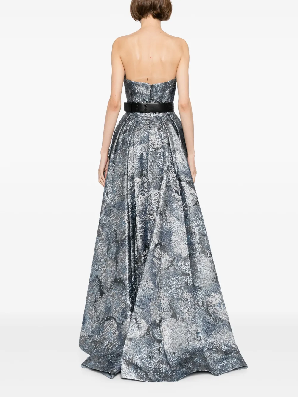 Saiid Kobeisy Brocade Long Dress In Gray
