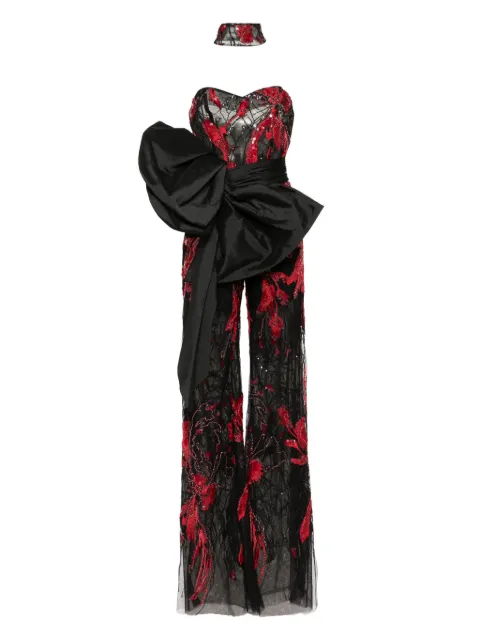Saiid Kobeisy embroidered strapless jumpsuit