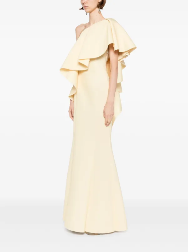 Saiid Kobeisy Ruffled Scuba Dress | Yellow | FARFETCH