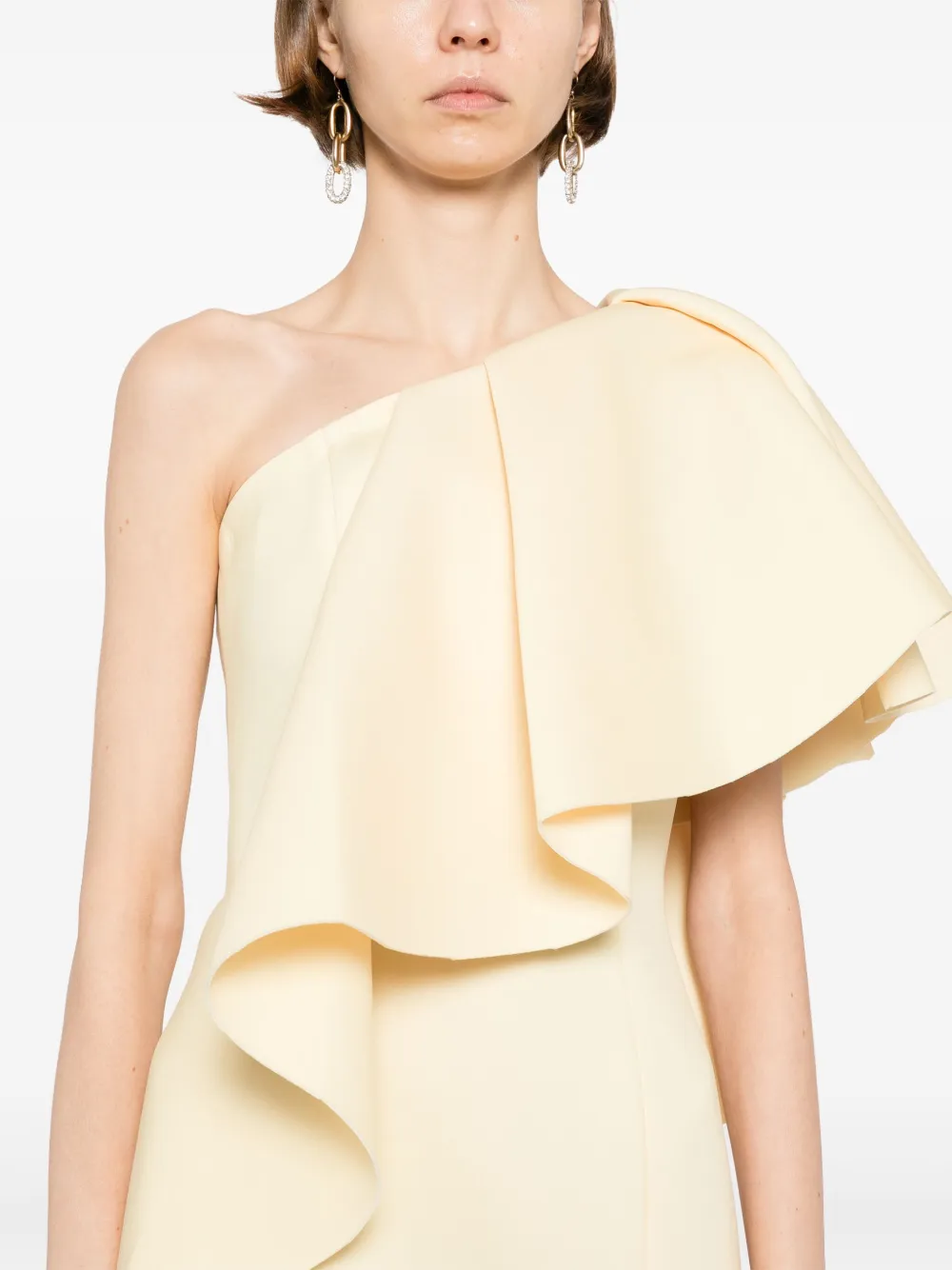Saiid Kobeisy ruffled scuba dress Geel