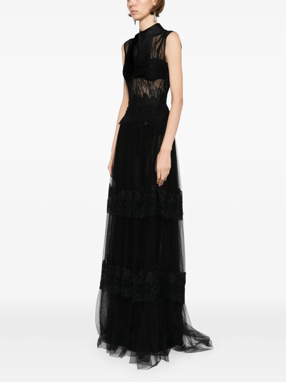 Saiid Kobeisy lace sleeveless dress Zwart