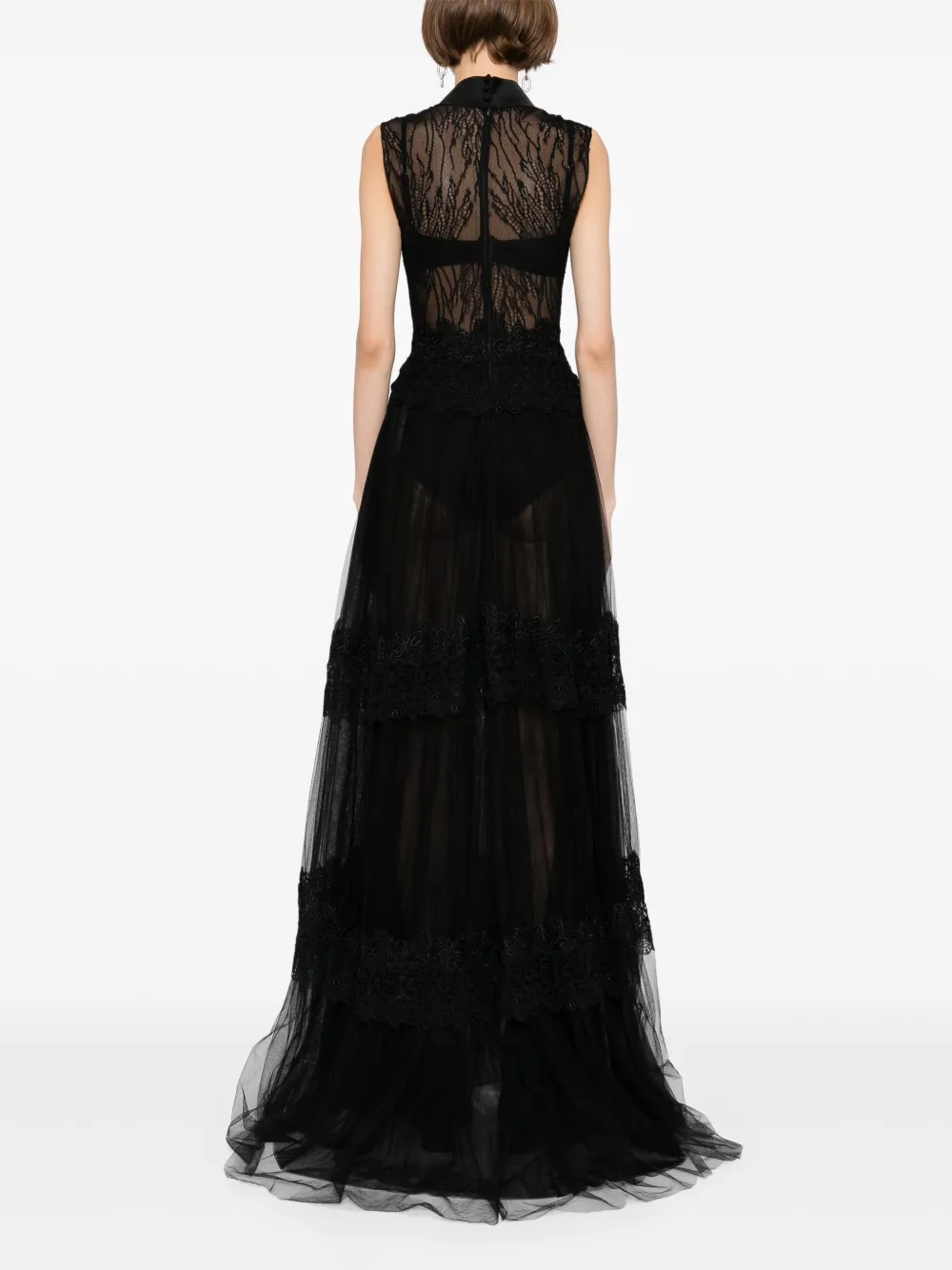 Saiid Kobeisy lace sleeveless dress Zwart