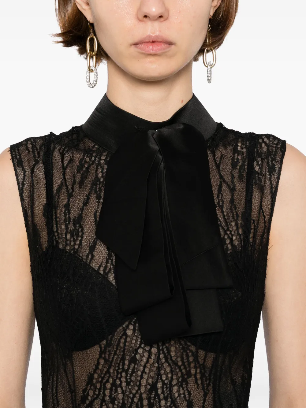 Saiid Kobeisy lace sleeveless dress Zwart