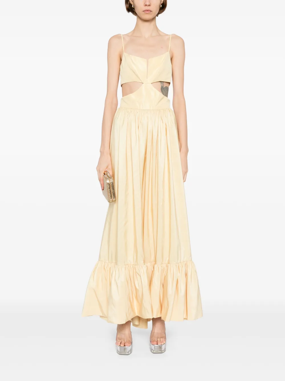 Saiid Kobeisy Taffeta midi dress Geel