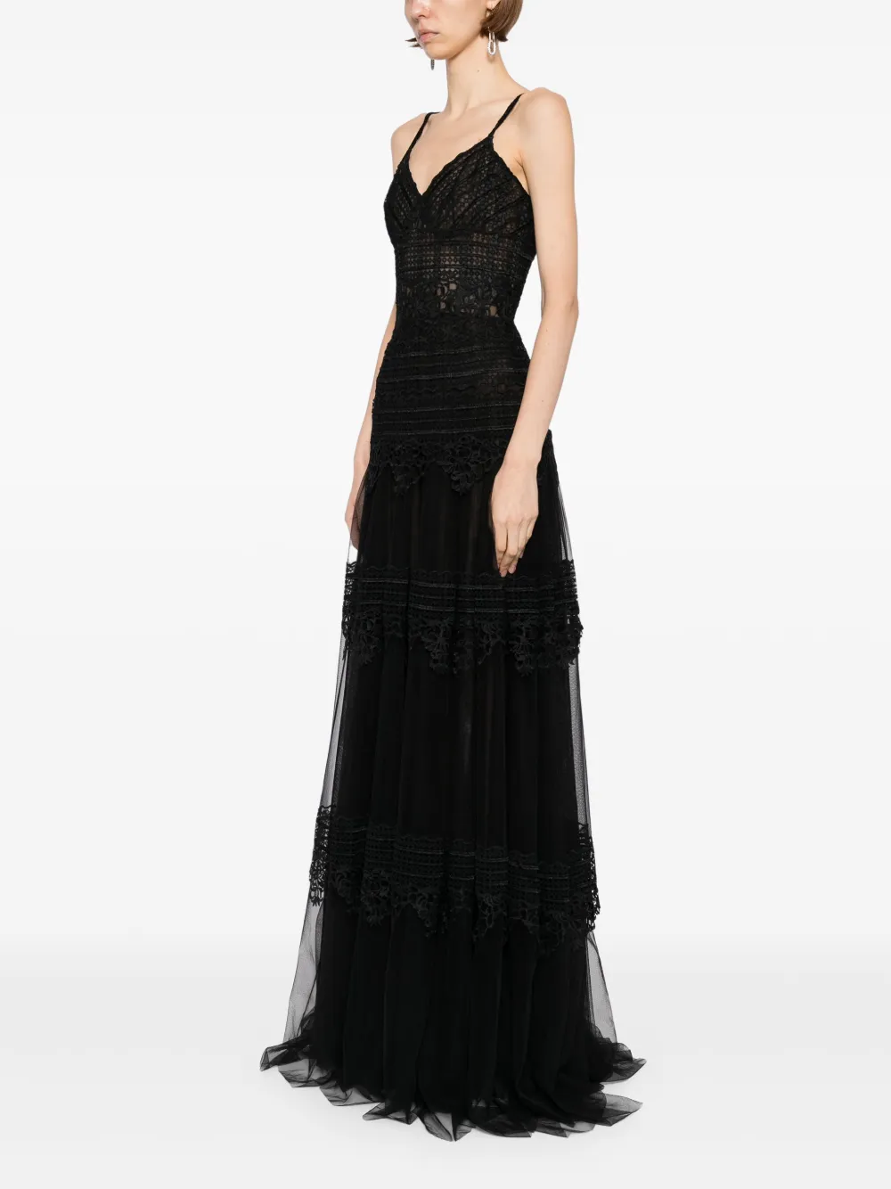 Saiid Kobeisy lace sleeveless dress Zwart