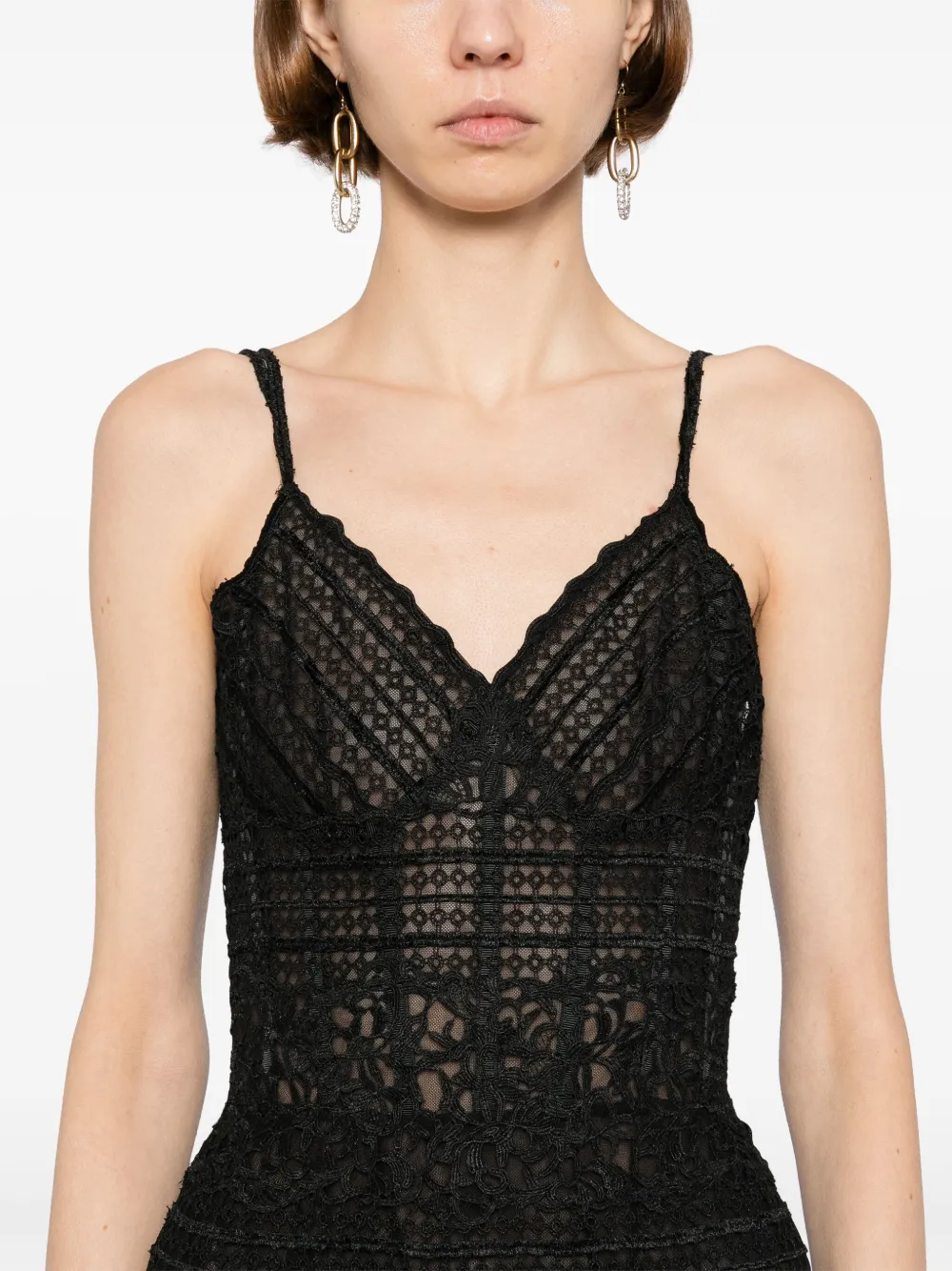 Saiid Kobeisy lace sleeveless dress Zwart