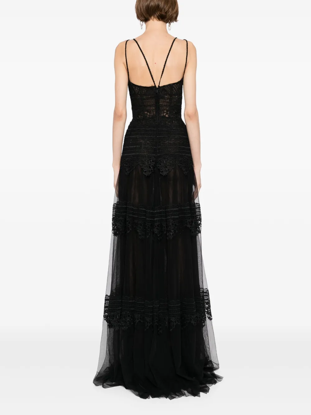 Saiid Kobeisy lace sleeveless dress Zwart