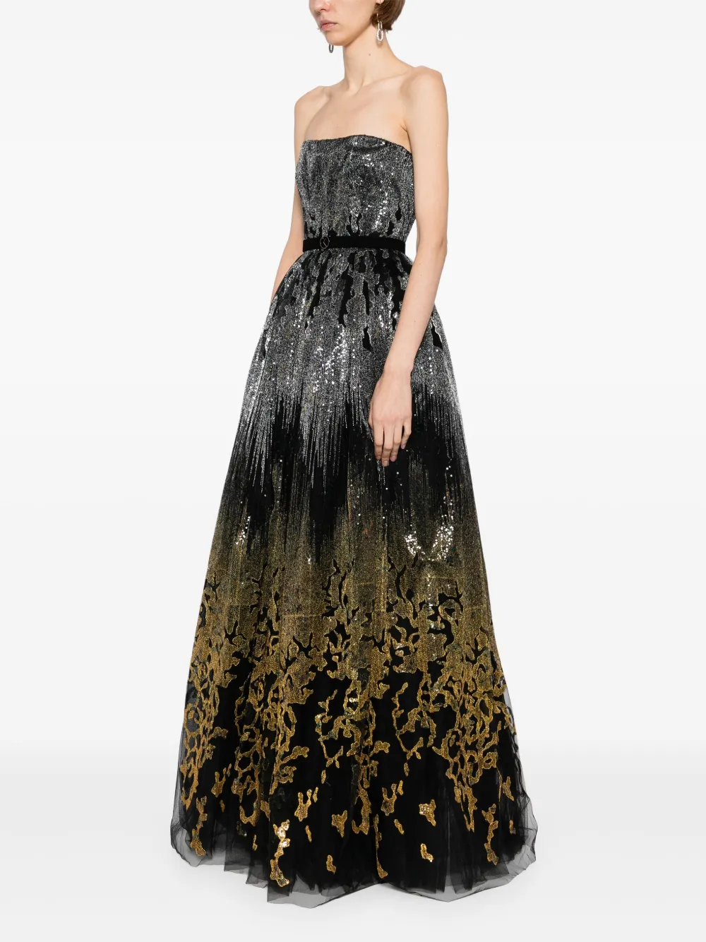 Saiid Kobeisy embroidered maxi dress Zwart