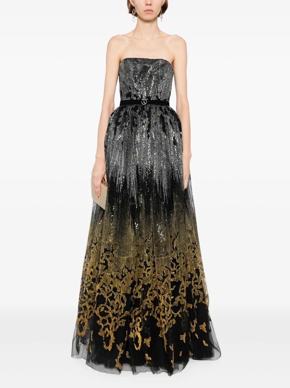 Saiid Kobeisy embroidered maxi dress Zwart