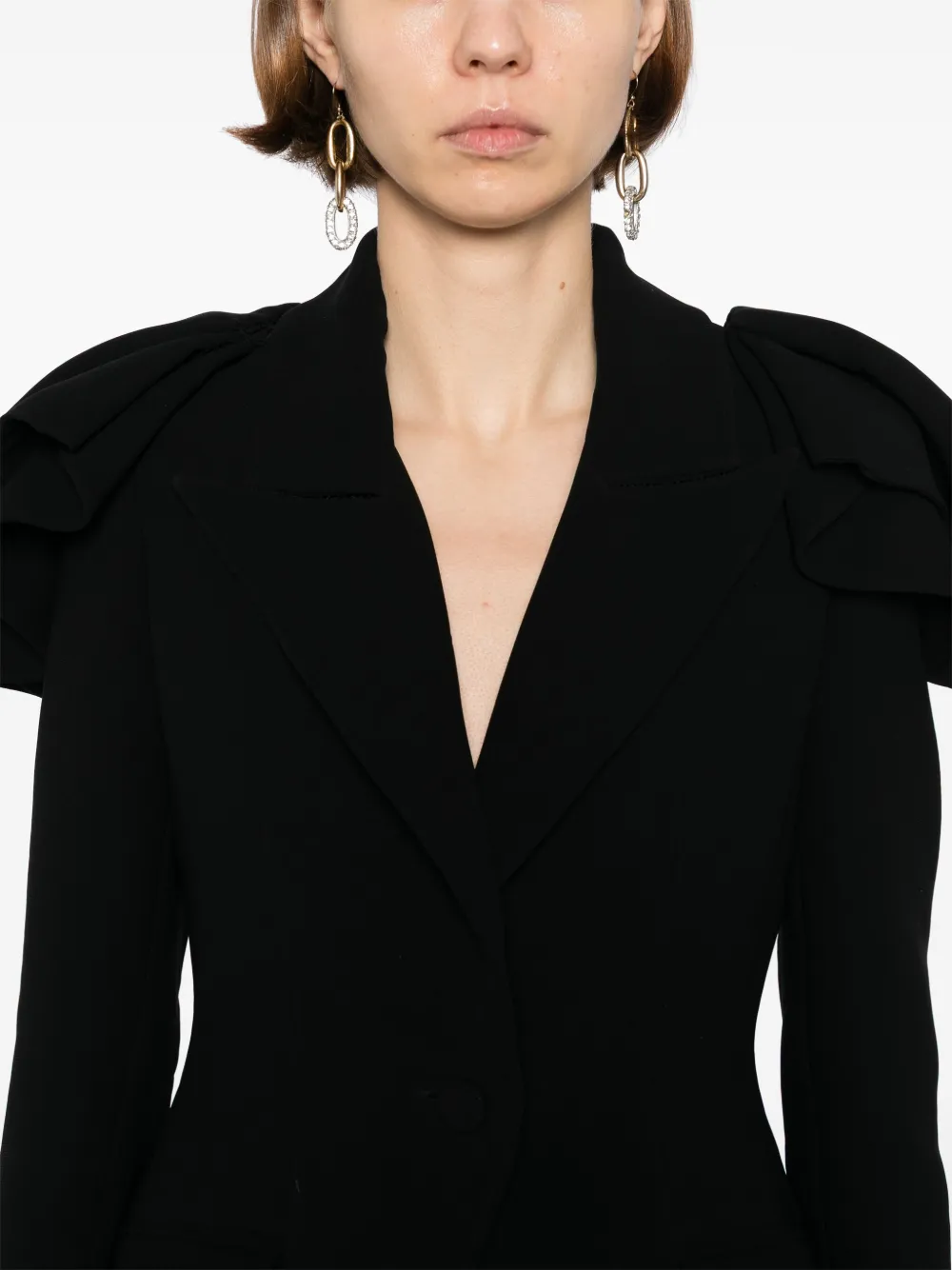 Saiid Kobeisy Blazer met ruches Zwart