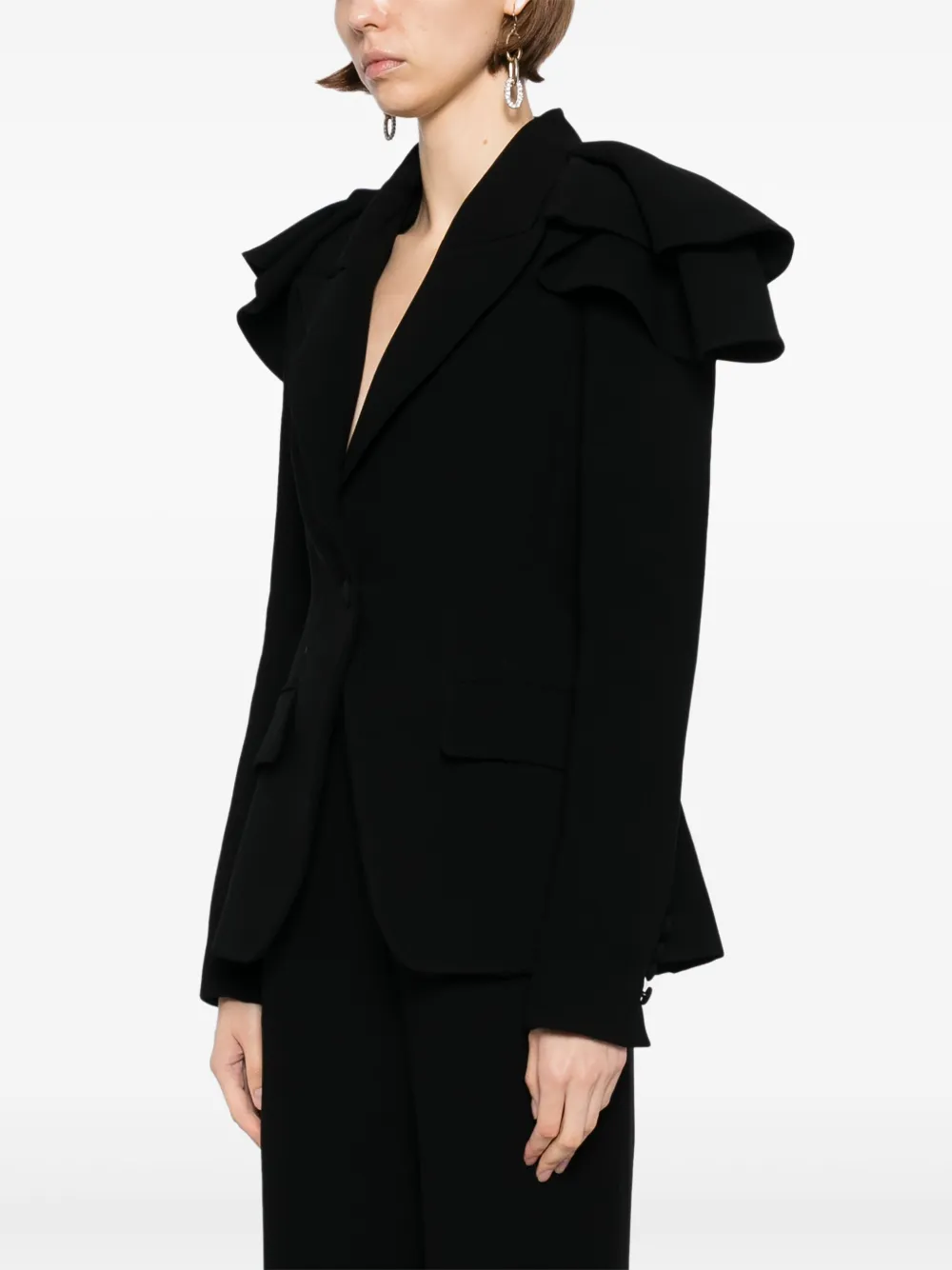 Saiid Kobeisy Blazer met ruches Zwart