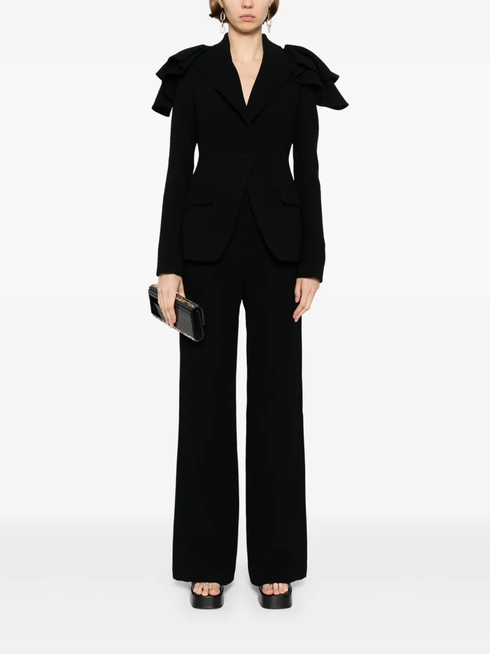 Saiid Kobeisy Blazer met ruches Zwart