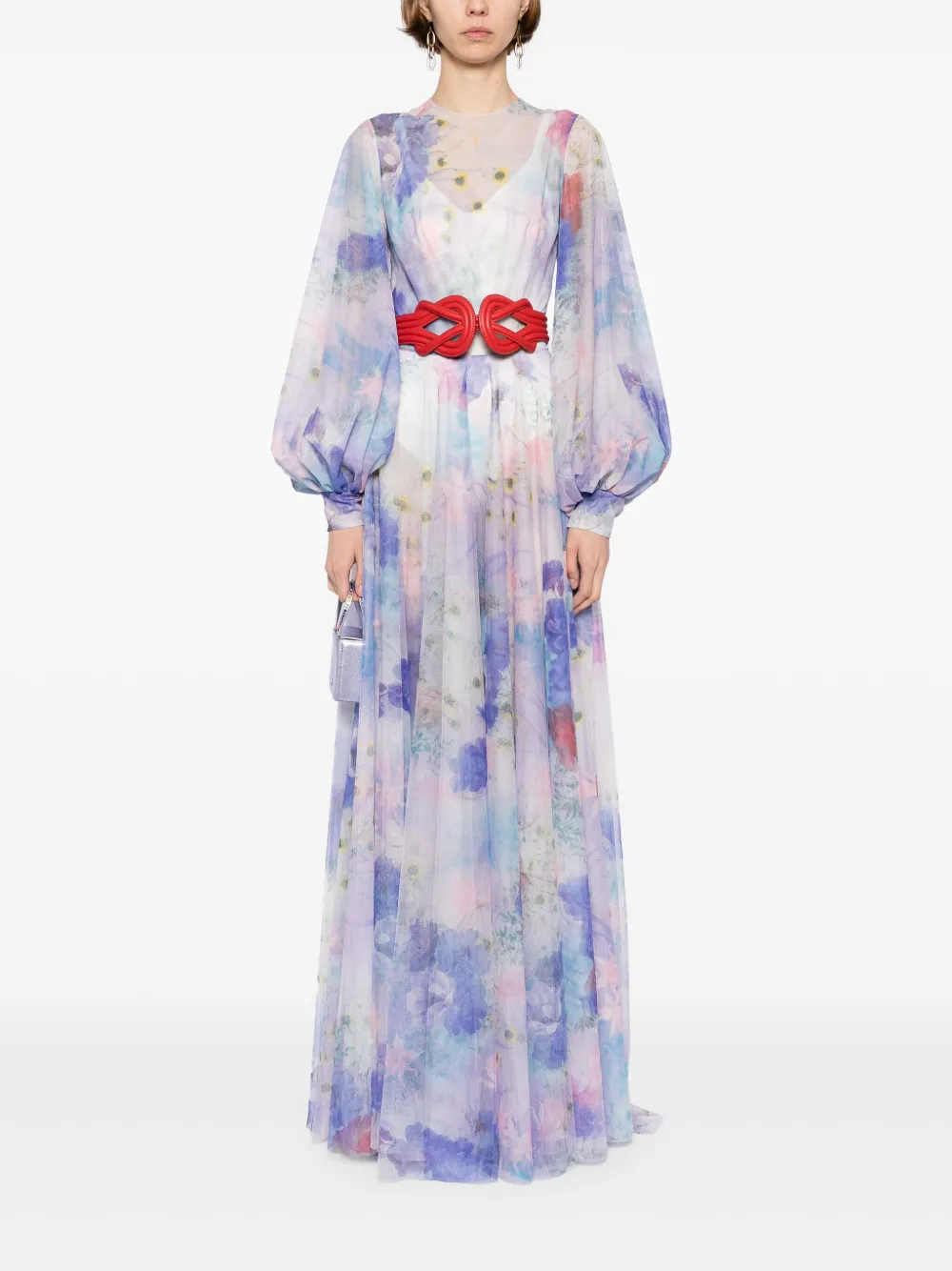 Saiid Kobeisy floral printed long dress Paars