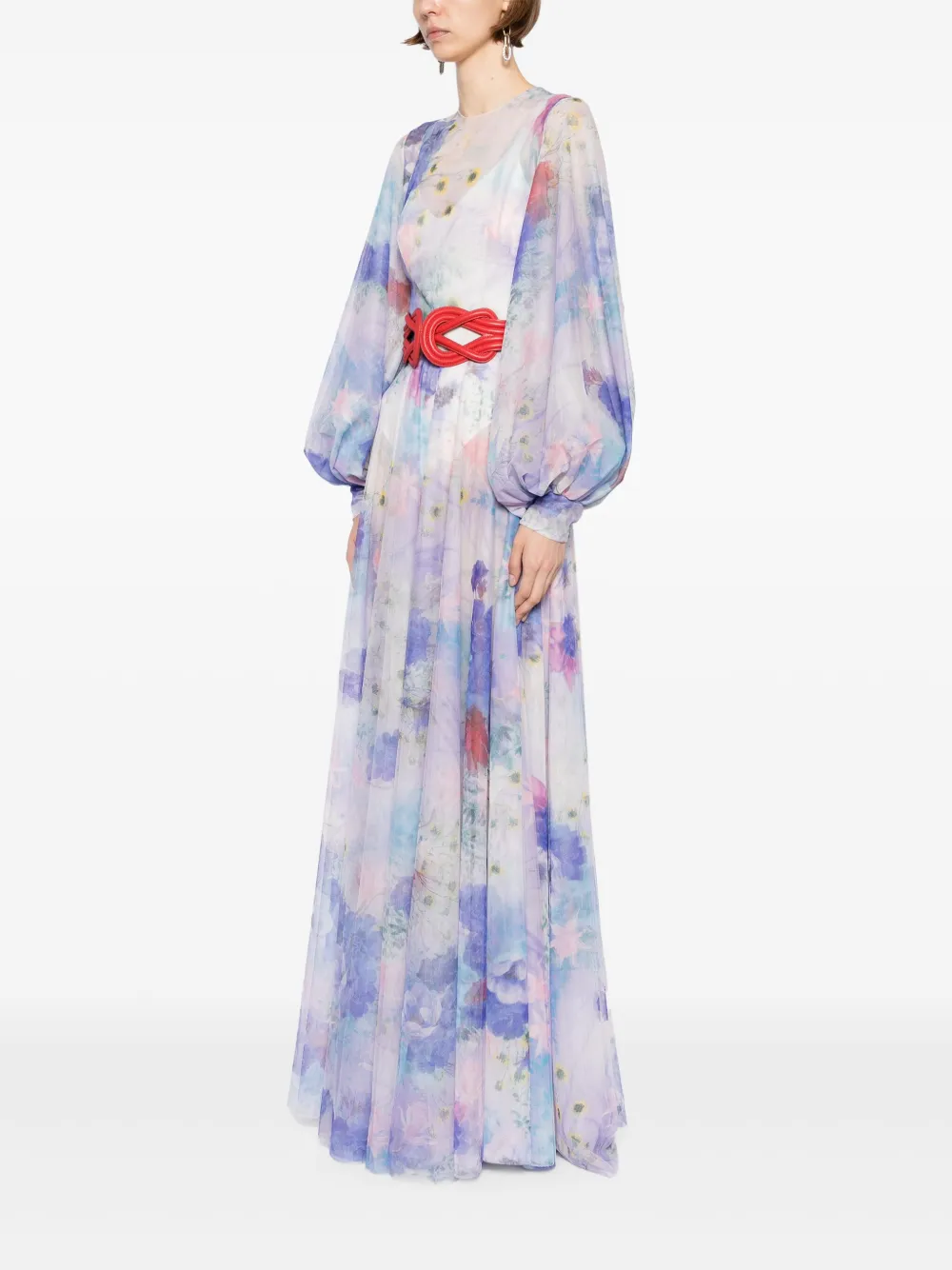 Saiid Kobeisy floral printed long dress Paars