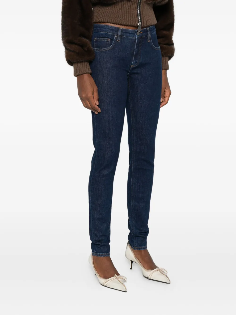 Victoria Beckham Jeans met logopatch Blauw