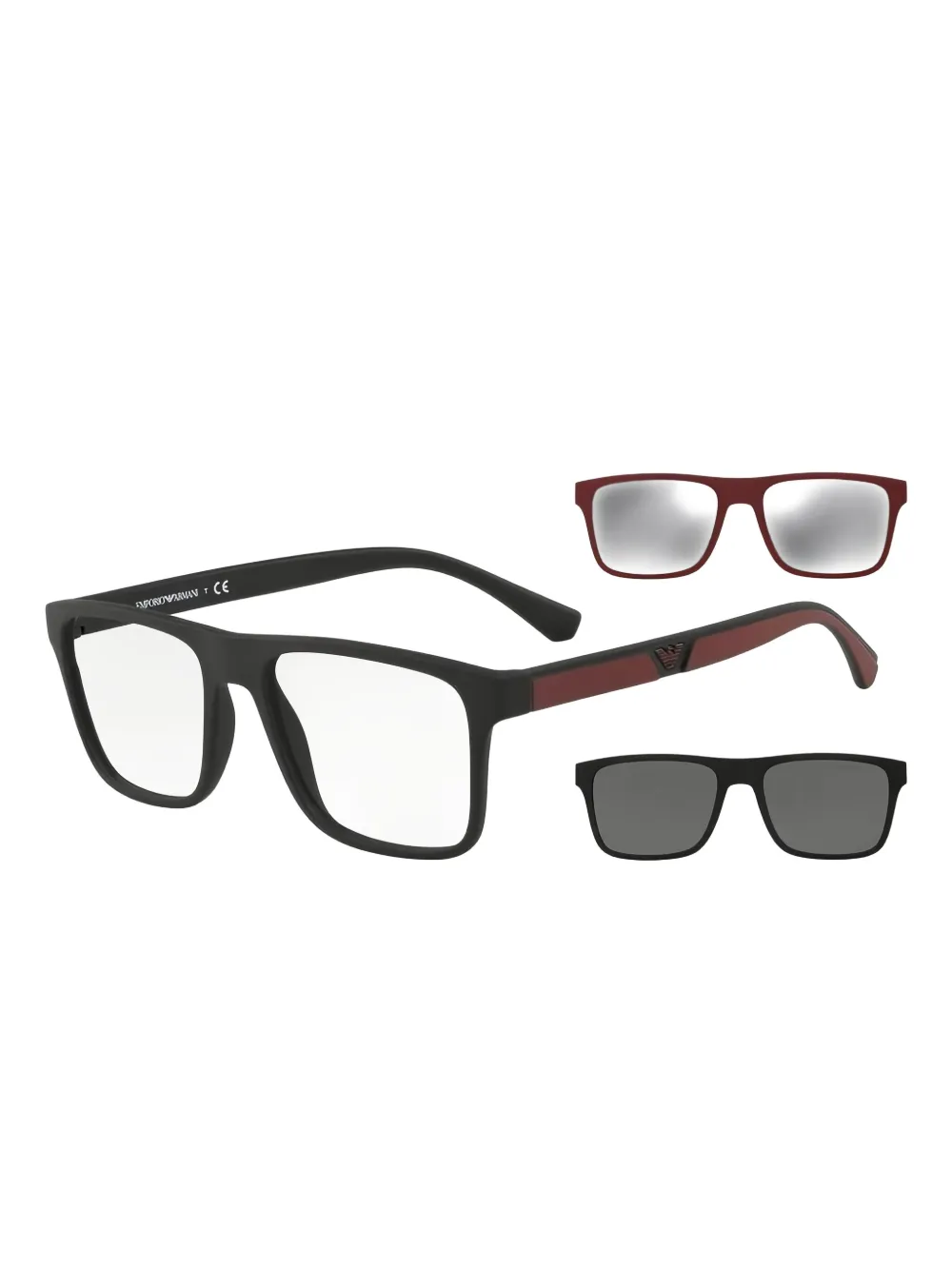 Emporio Armani rectangle-frame clips sunglasses - Zwart