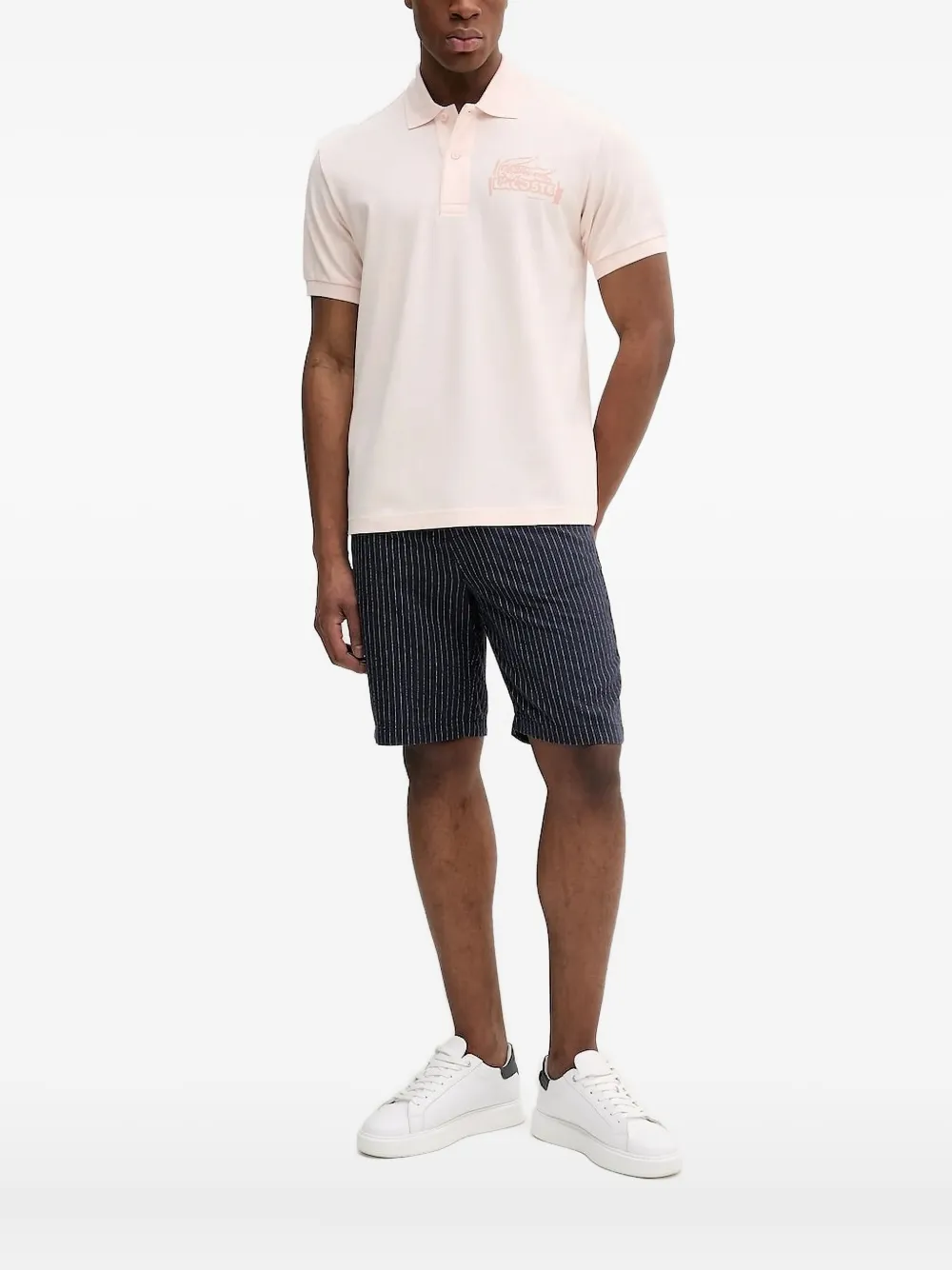 Lacoste logo-print polo shirt Roze