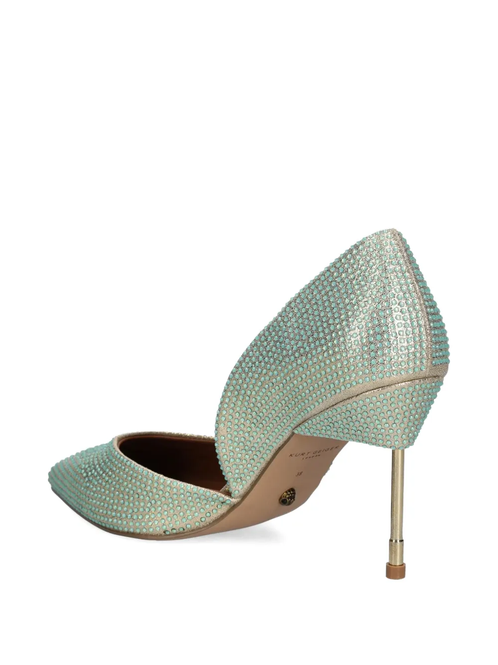 Kurt Geiger London 90mm crystal-embellished pointed-toe pumps Groen