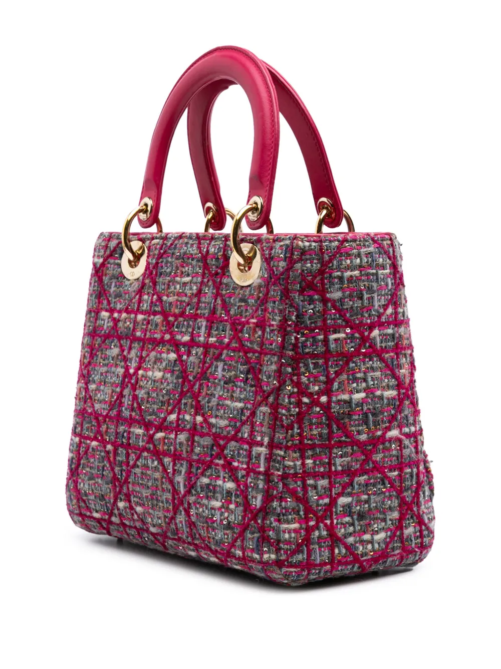 Pre-owned Dior 2012 Medium Tweed Macrocannage Lady Satchel