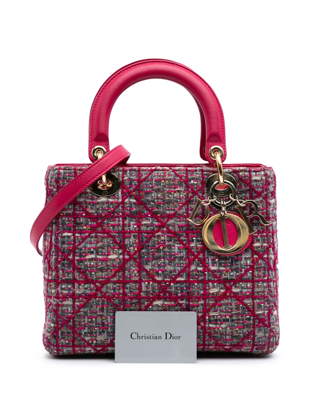 Pre-owned Dior 2012 Medium Tweed Macrocannage Lady Satchel