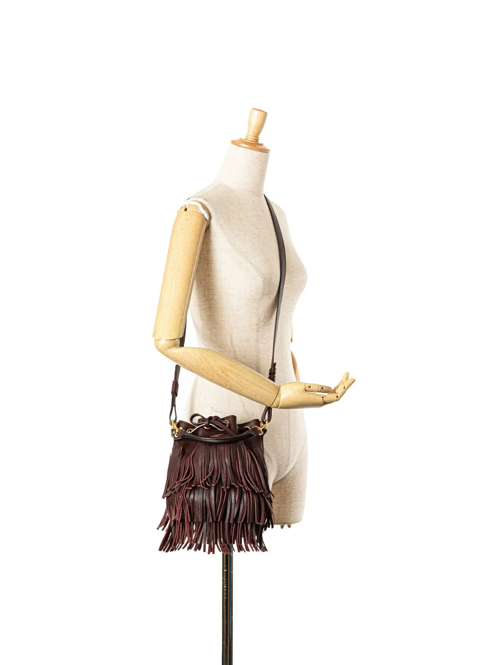 Pre-owned Saint Laurent 2015 Small Calfskin Emmanuelle Fringe Bucket Bag