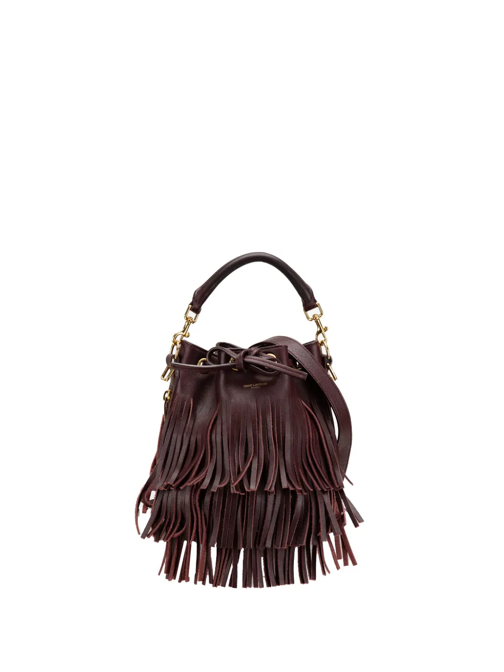 Saint Laurent Pre-Owned Borsa a secchiello Emmanuelle piccola in pelle di vitello con frange 2015 | rosso | Image 1
