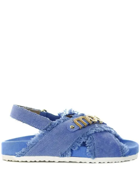 Mou frayed-detail cross-strap sandals