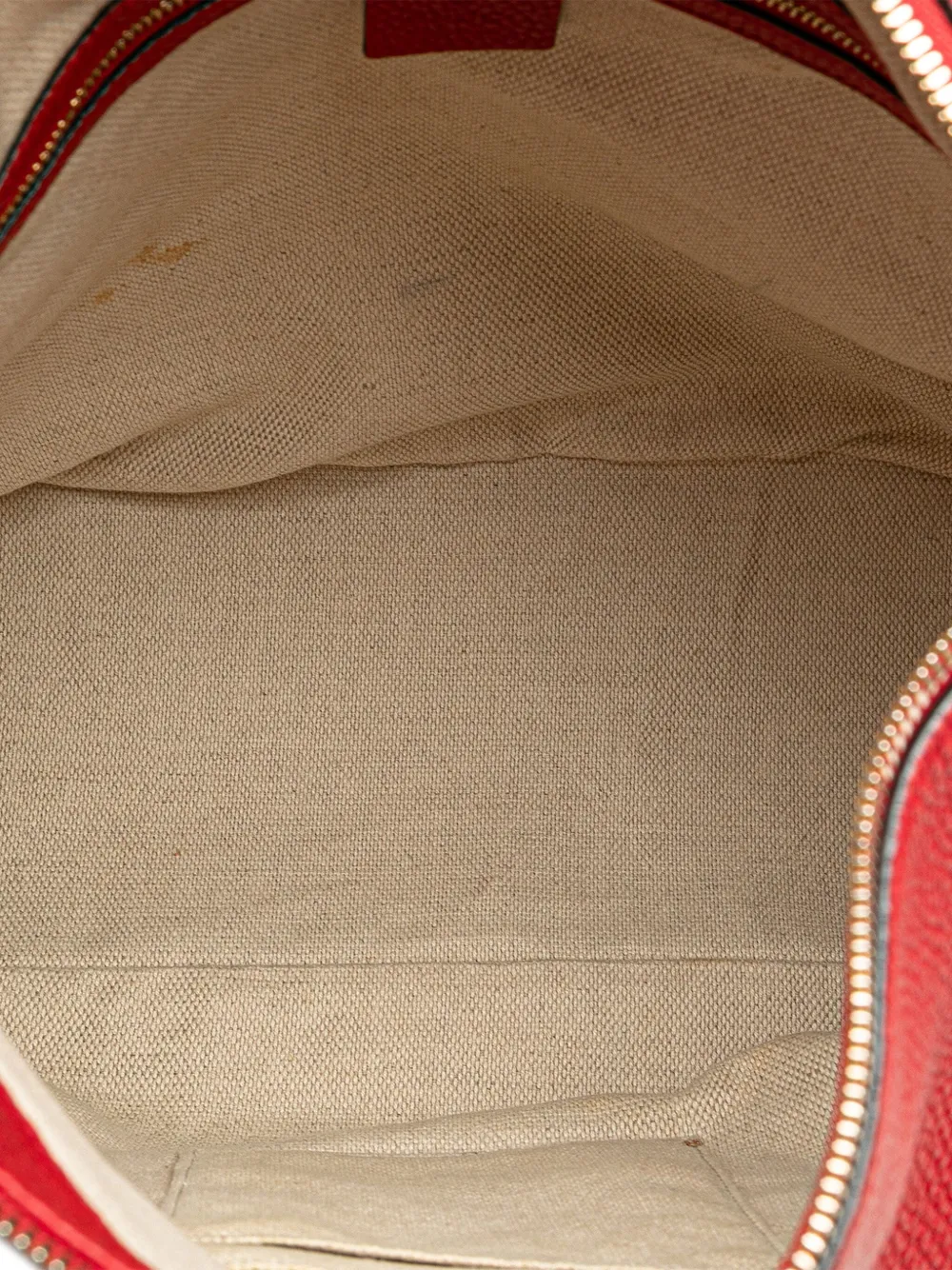 Pre-owned Gucci 2000-2015 Large Pebbled Calfskin Soho Convertible Hobo Satchel In Red