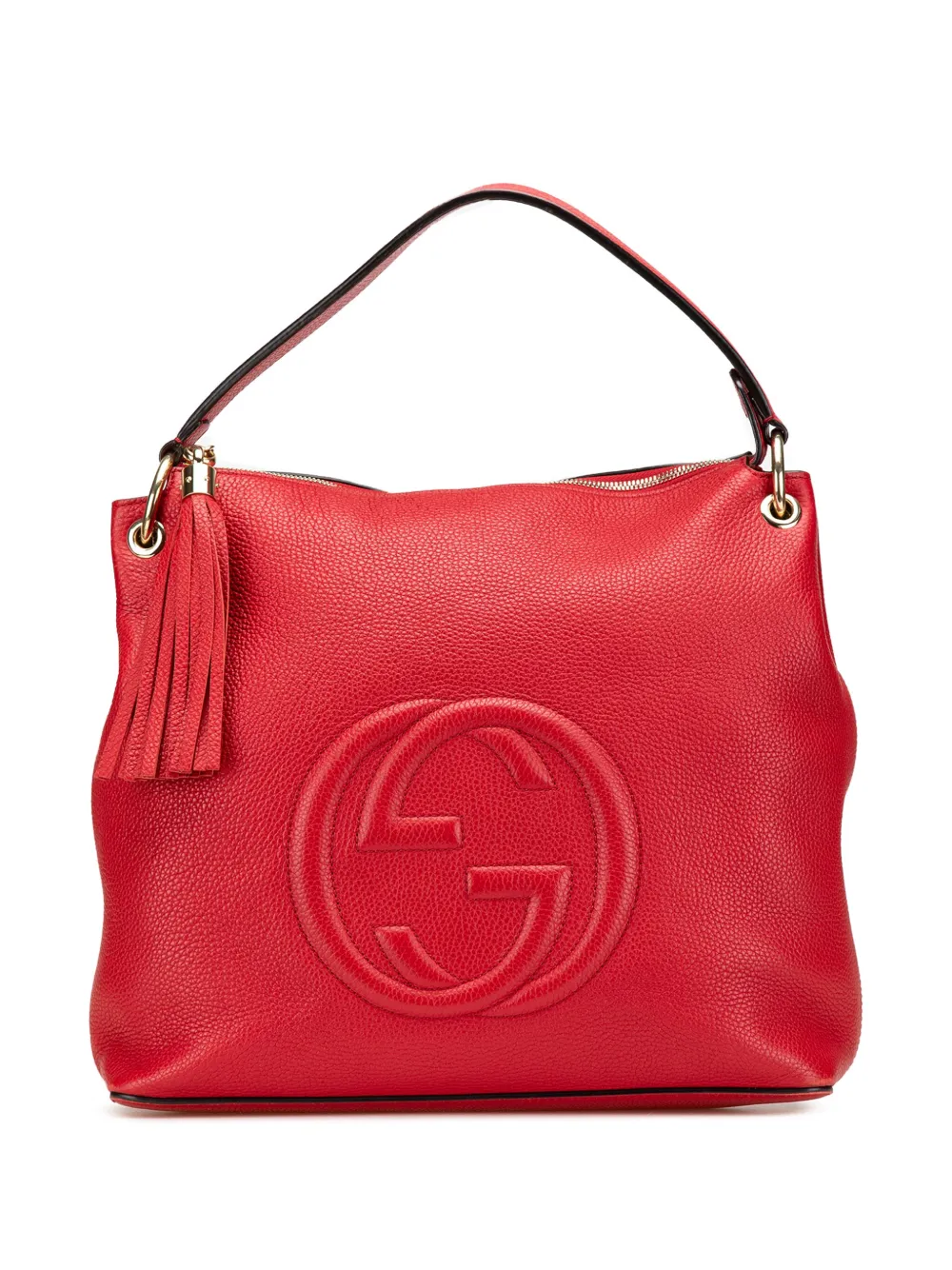 Gucci Pre-Owned 2000-2015 ラージ ぺブルカーフ ソーホー コンバーチブル ホーボー サッチェルバッグ - レッド Gucci Pre-Owned 2000-2015 ラージ ぺブルカーフ ソーホー コンバーチブル ホーボー サッチェルバッグ - レッド