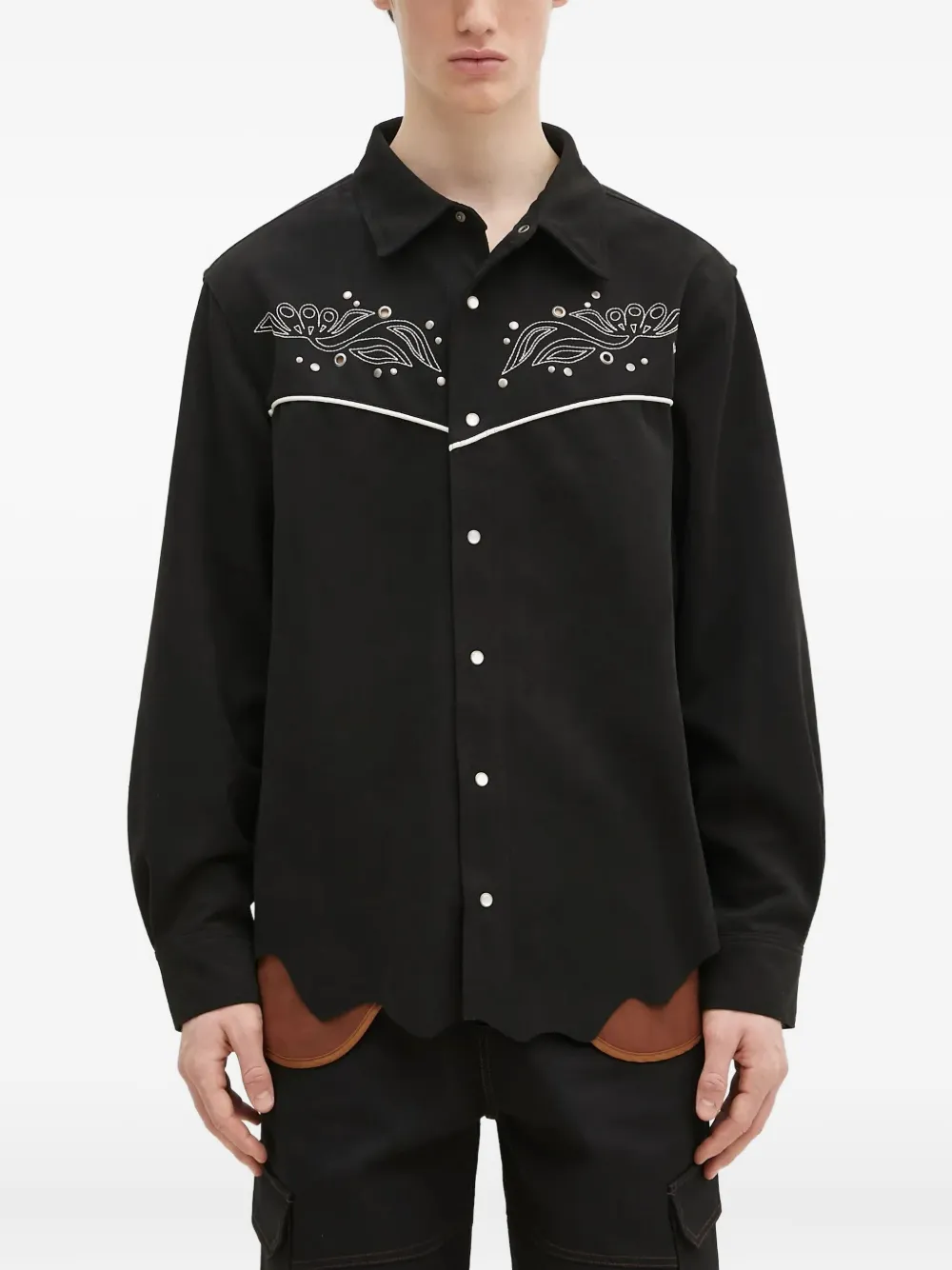 Andersson Bell embroidered yoke shirt - Nero