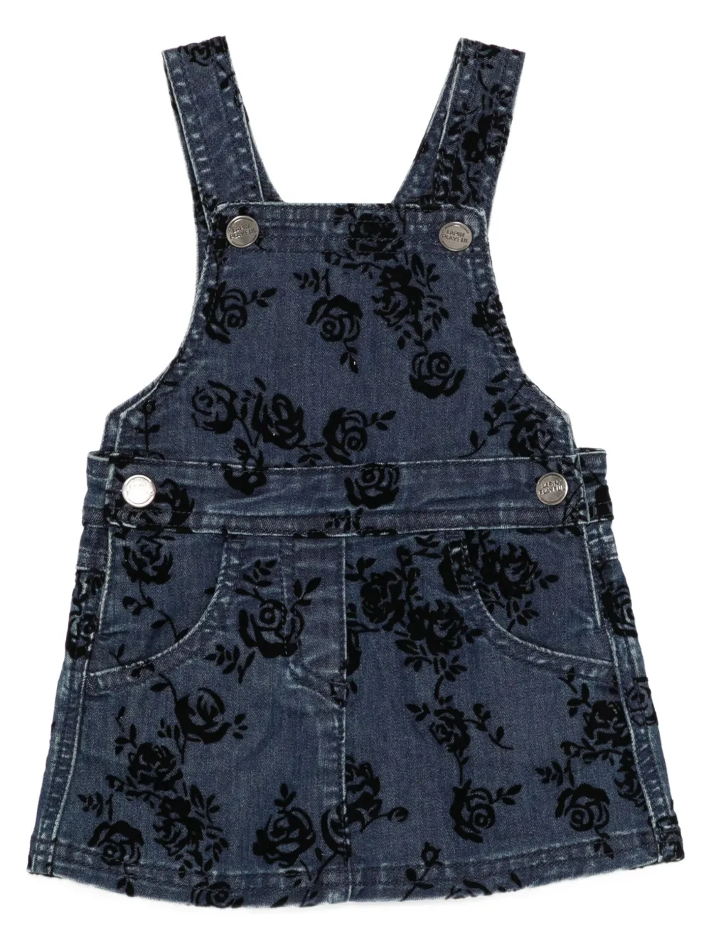 Lapin House Pinafore jurk met roosprint Blauw