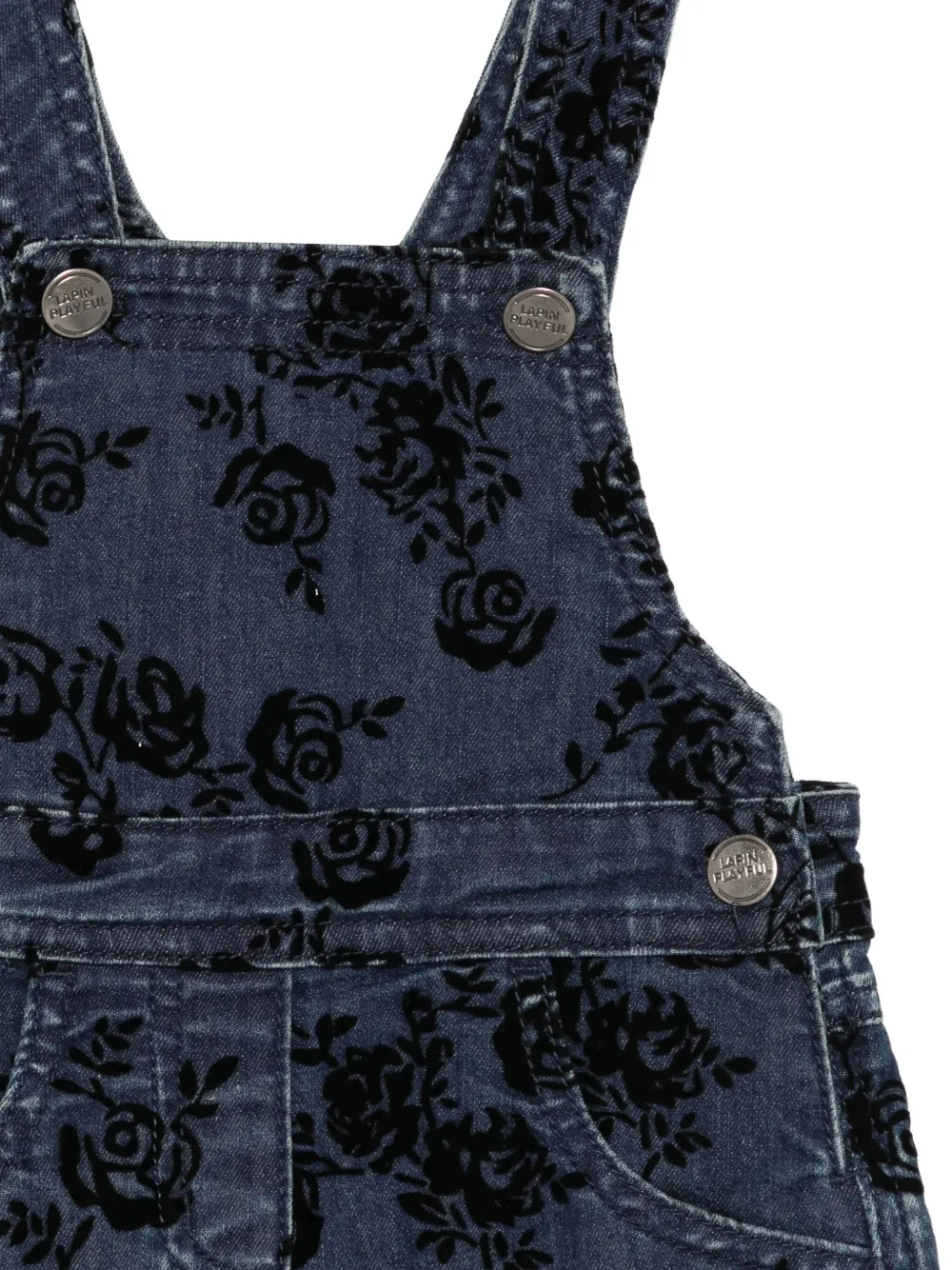 Lapin House Pinafore jurk met roosprint Blauw