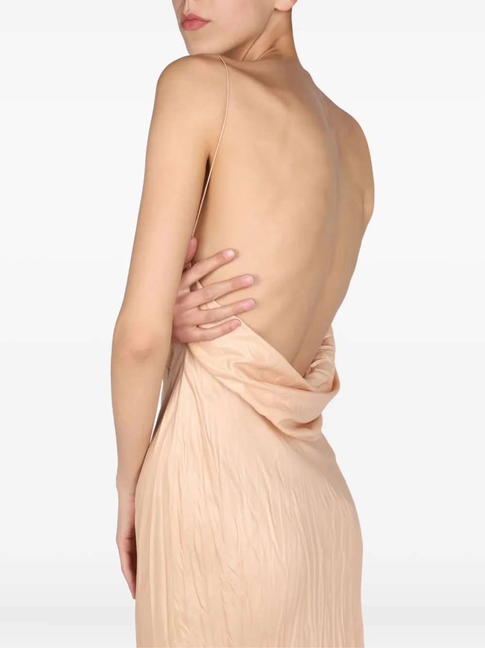 Philosophy Di Lorenzo Serafini Asymmetric Pleated Midi Dress In Neutral