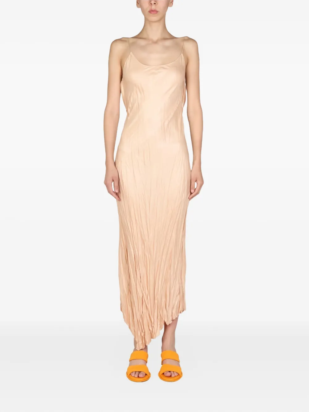 Philosophy Di Lorenzo Serafini Asymmetric Pleated Midi Dress In Neutral