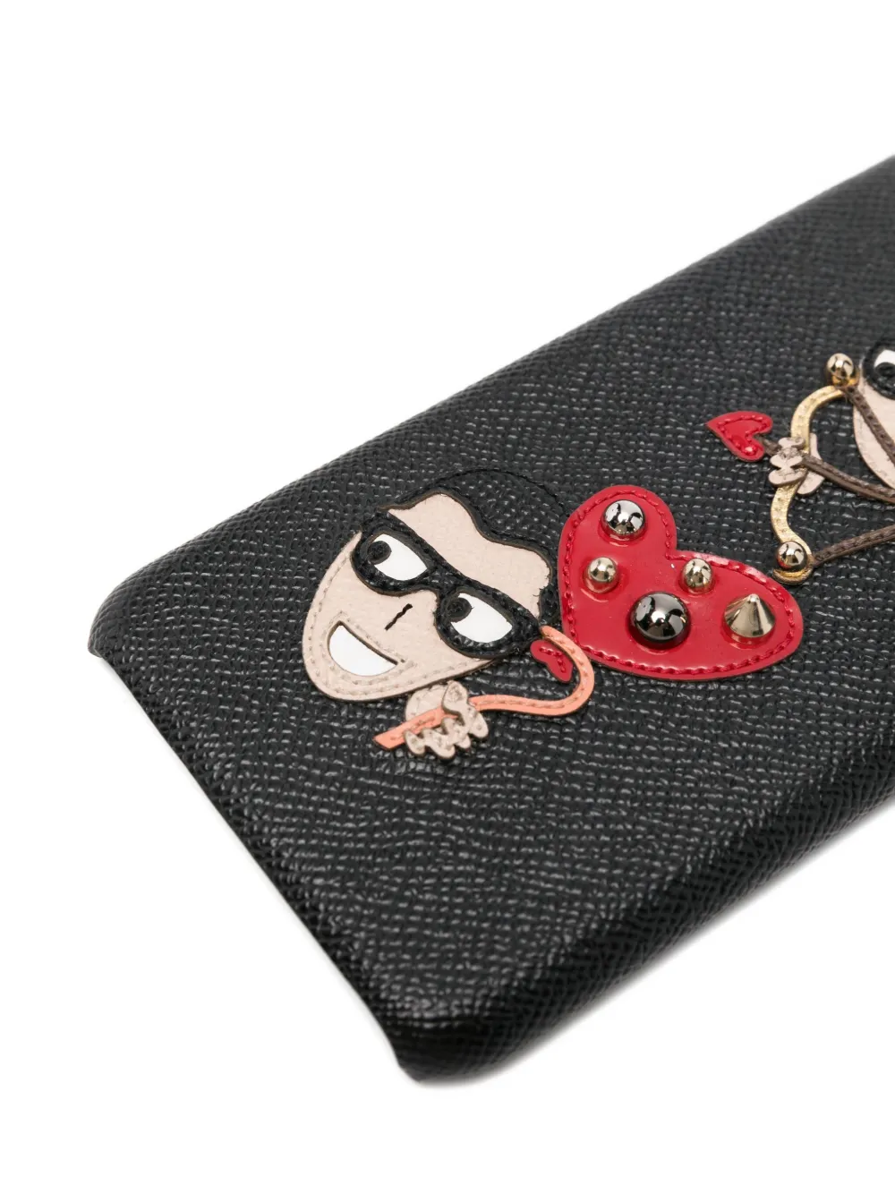 Dolce & Gabbana Embossed-heart Iphone Case In Black