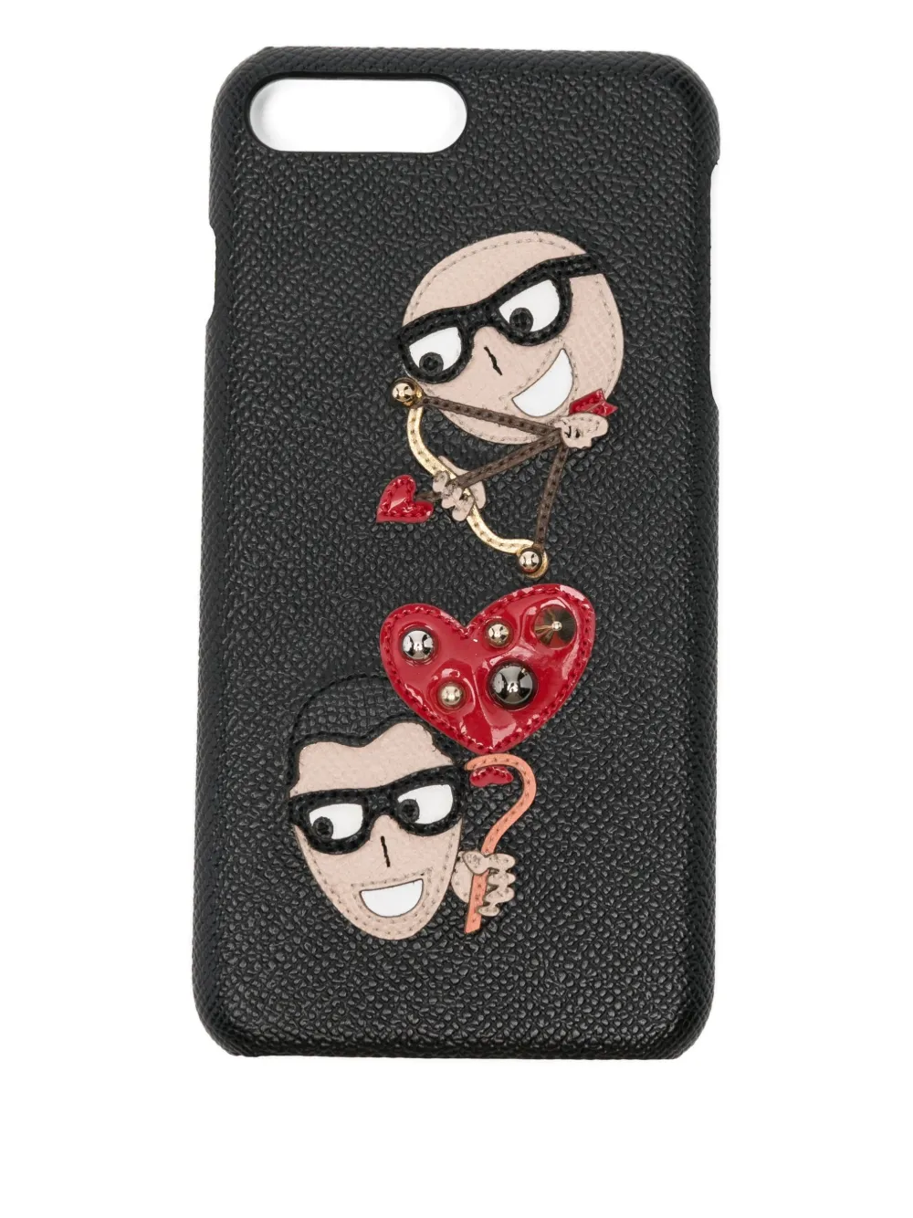 Dolce & Gabbana Embossed-heart Iphone Case In Black