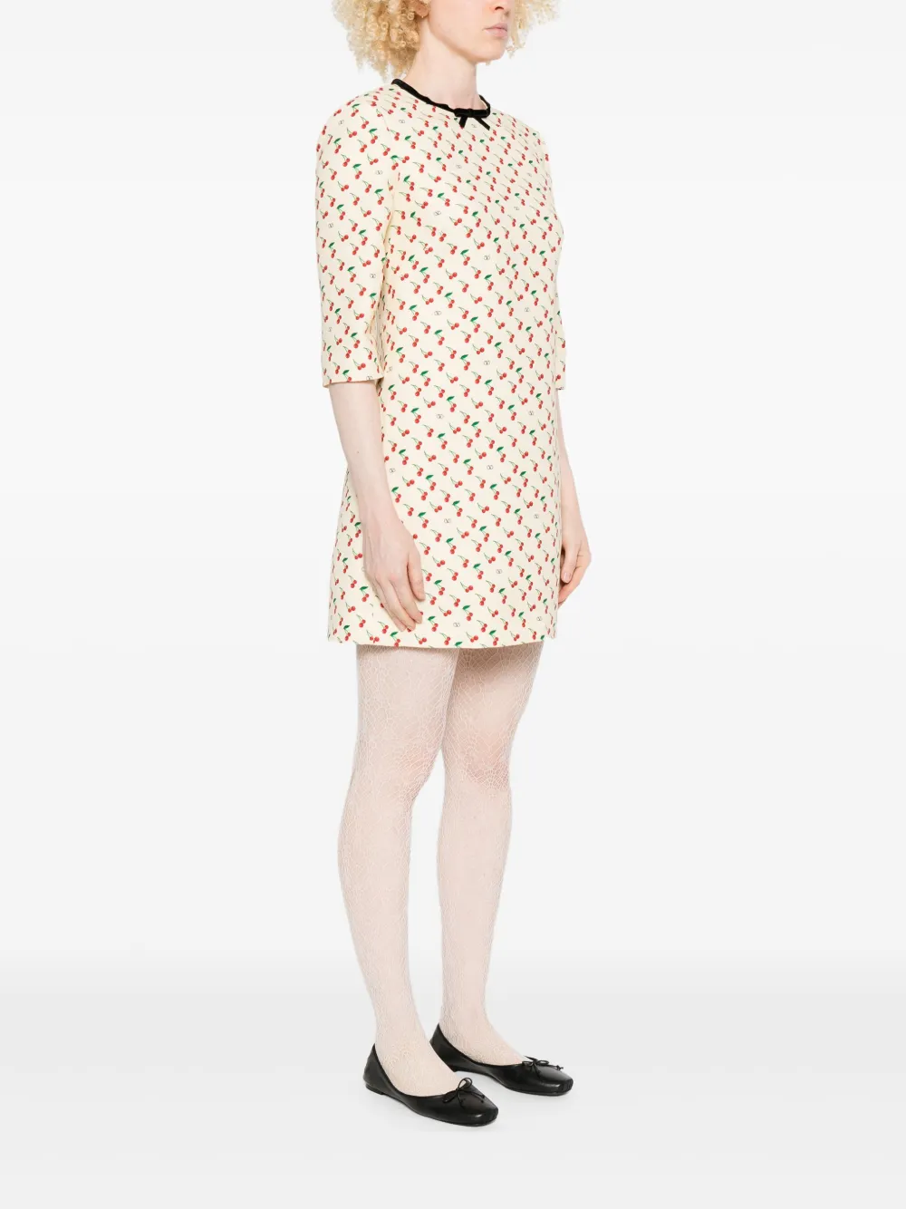 Valentino Garavani Jurk met kersenpatroon Beige