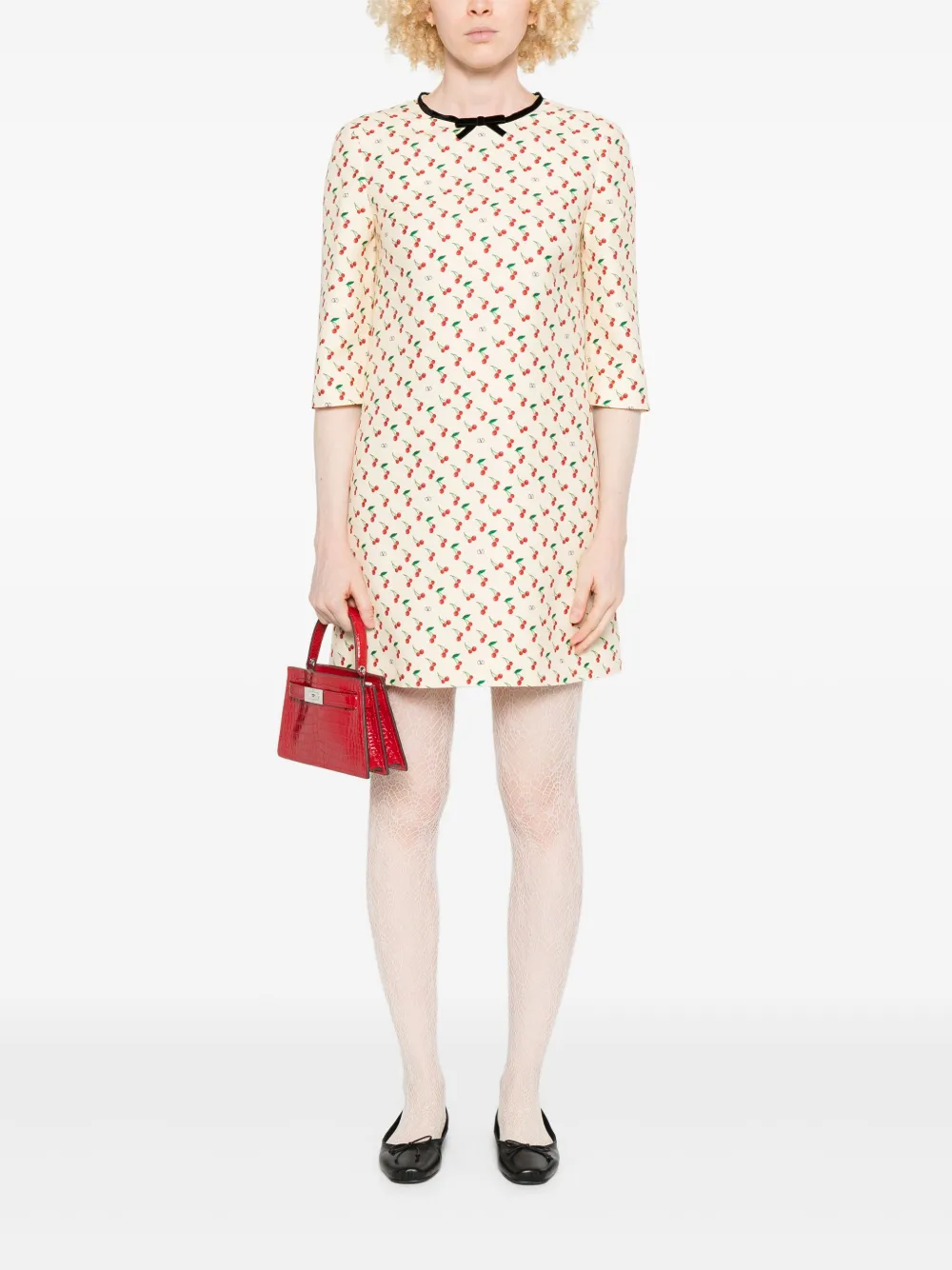 Valentino Garavani Jurk met kersenpatroon - Beige