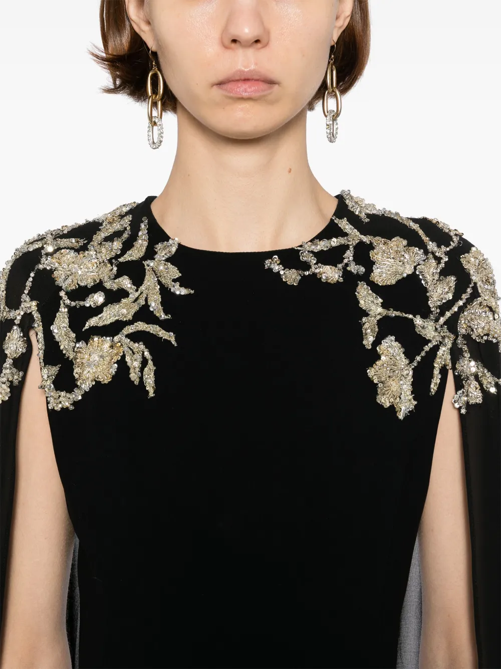 Saiid Kobeisy embroidered maxi dress Zwart