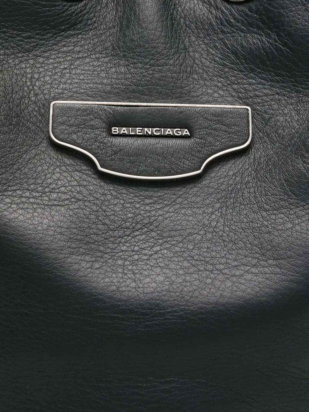 Balenciaga Drawstring Leather Shoulder Bag In Black