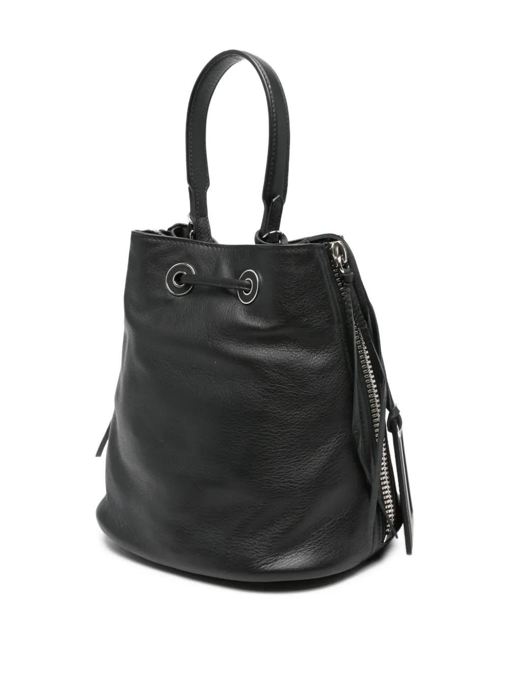 Balenciaga Drawstring Leather Shoulder Bag In Black