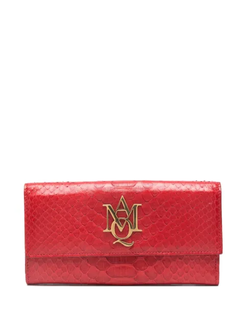 Alexander McQueen snakeskin logo-plaque wallet