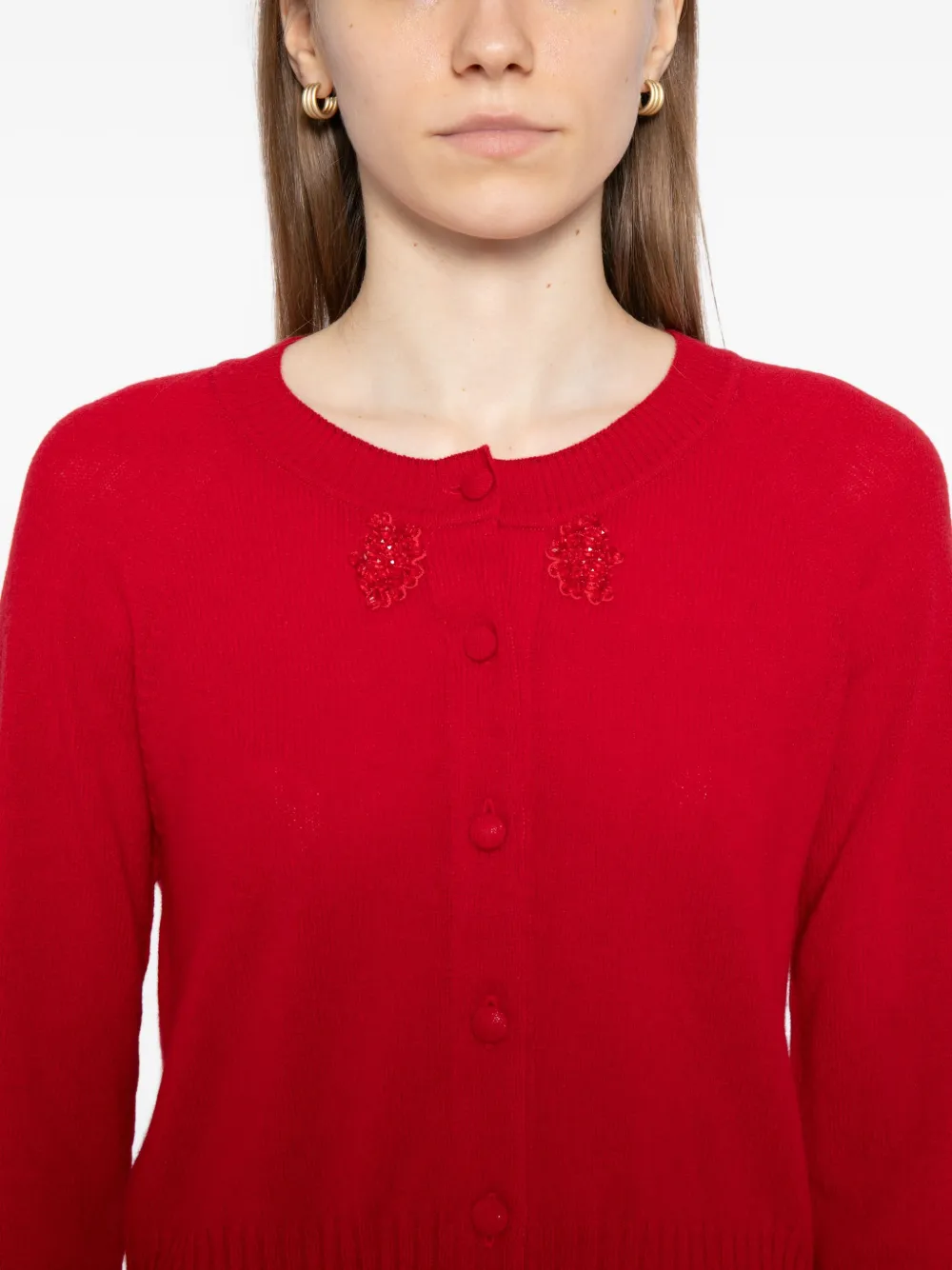 Simone Rocha Verfraaid kasjmier vest Rood