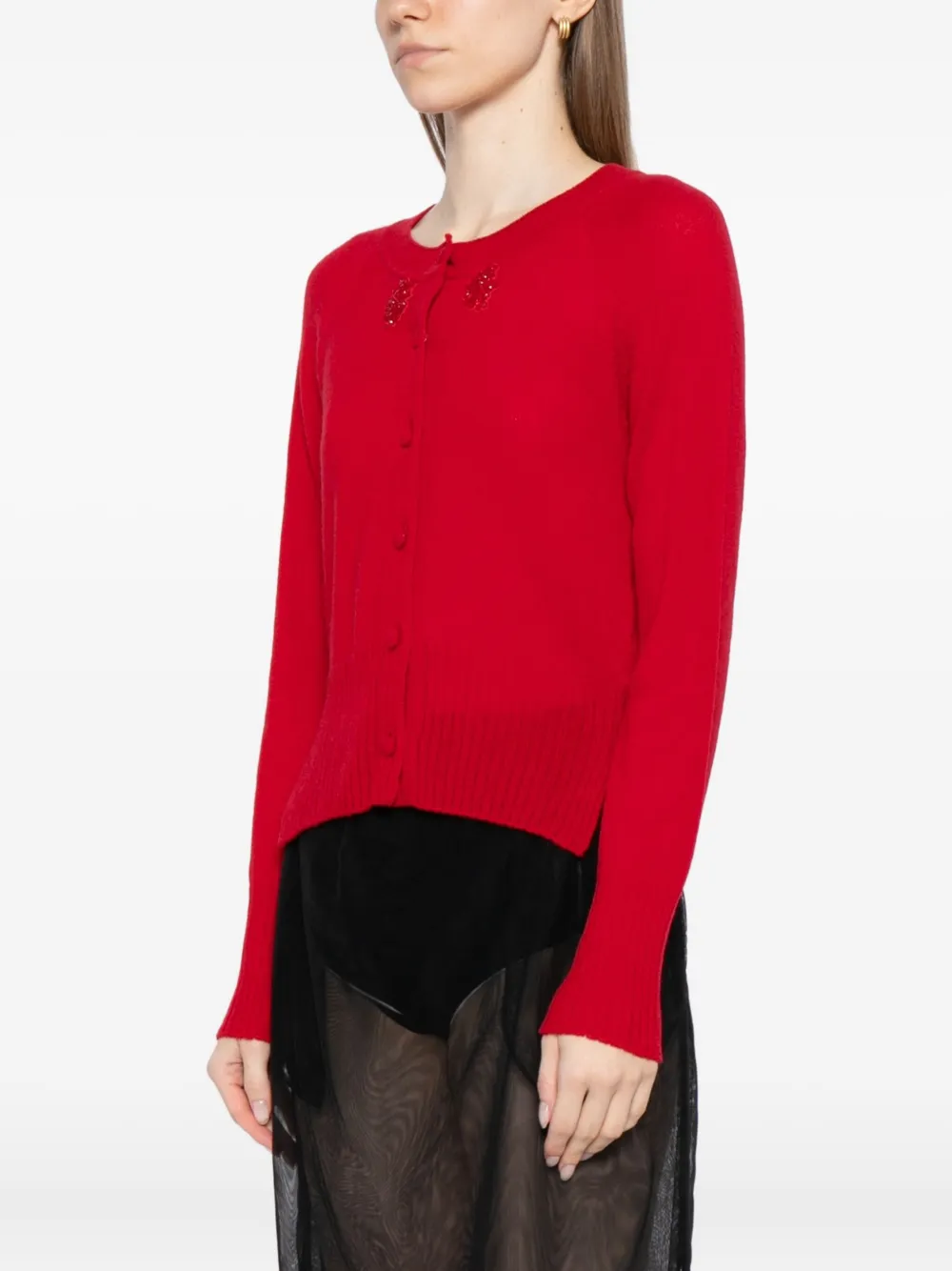 Simone Rocha Verfraaid kasjmier vest Rood