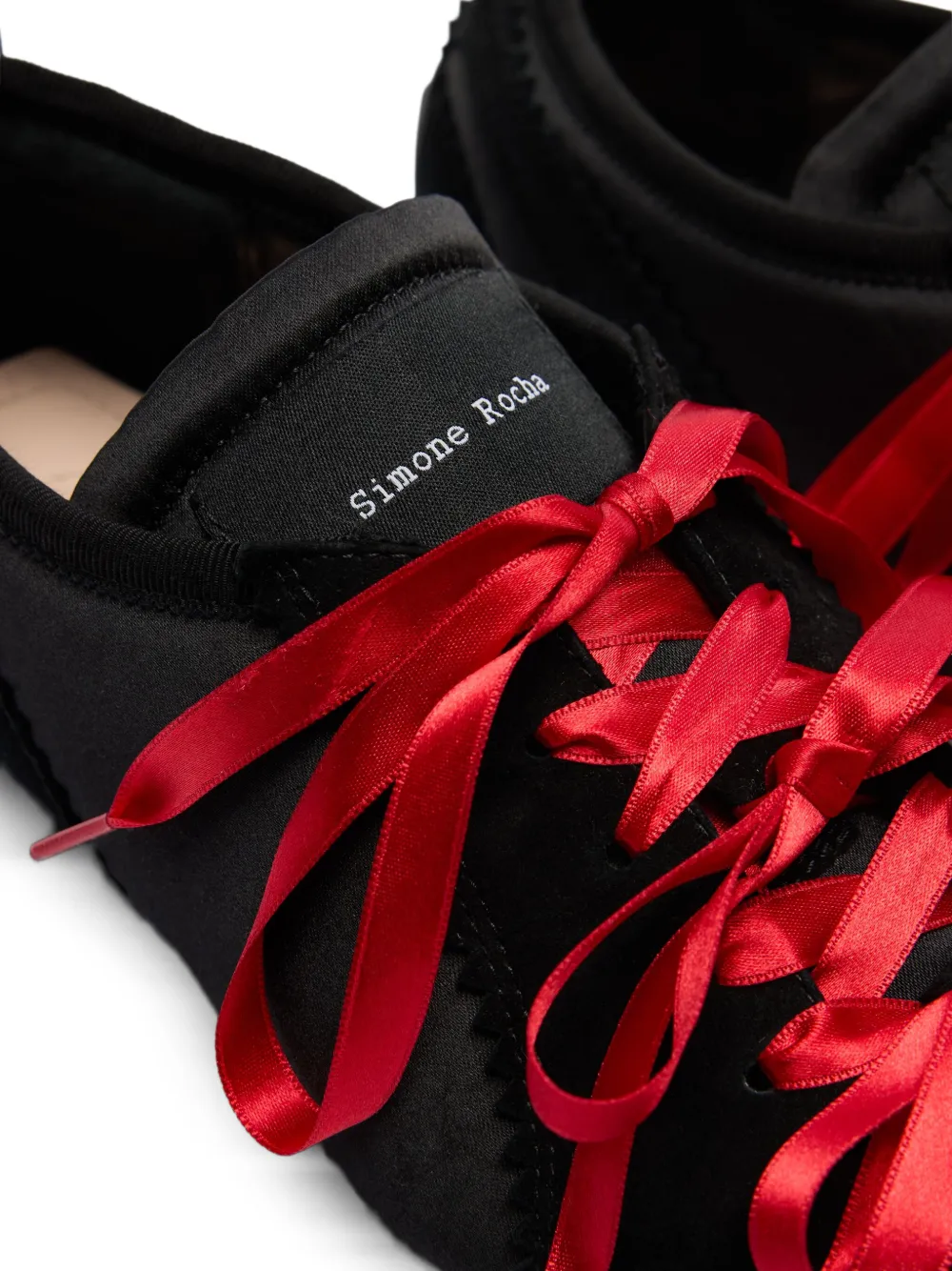 Simone Rocha Ballerina Grip satin ribbon sneakers Black